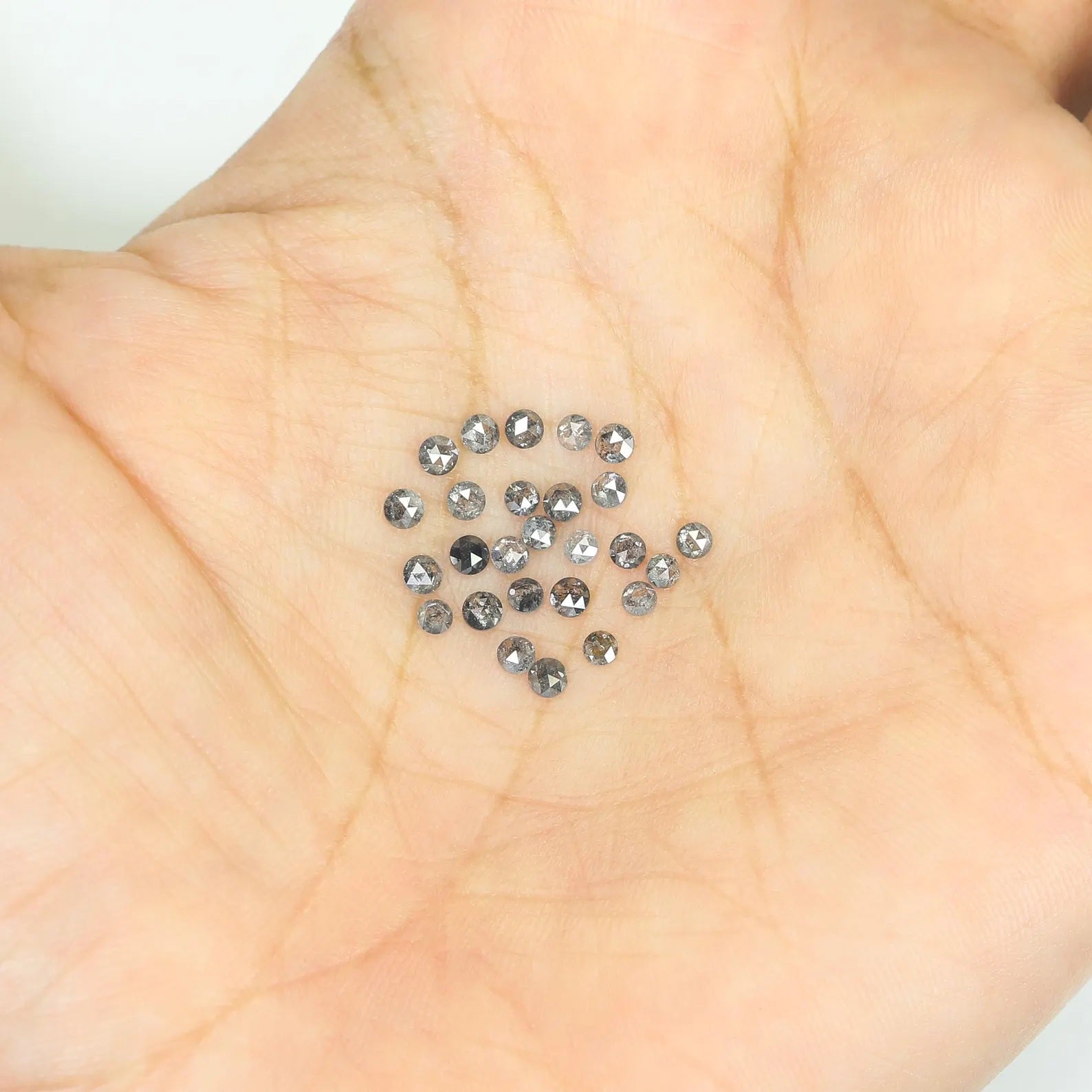 1.38 CT Natural Loose Round Shape Diamond Salt And Pepper Round Diamond 2.10 MM Natural Loose Black Grey Color Round Rose Cut Diamond NQ1843