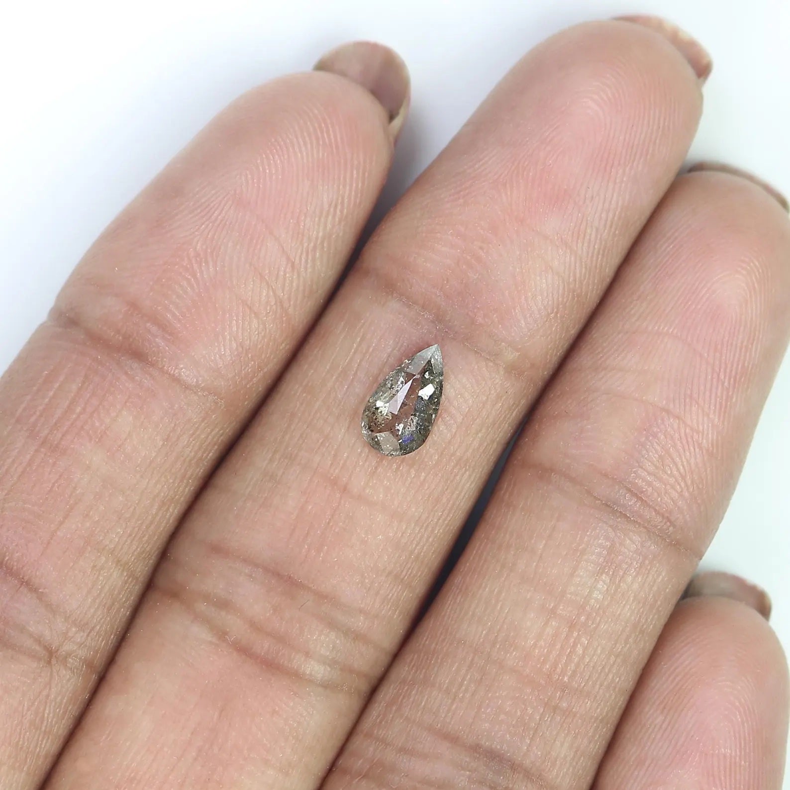 0.59 CT Natural Loose Pear Shape Diamond Salt And Pepper Pear Diamond 7.85 MM Natural Diamond Black Grey Color Pear Rose Cut Diamond QN138
