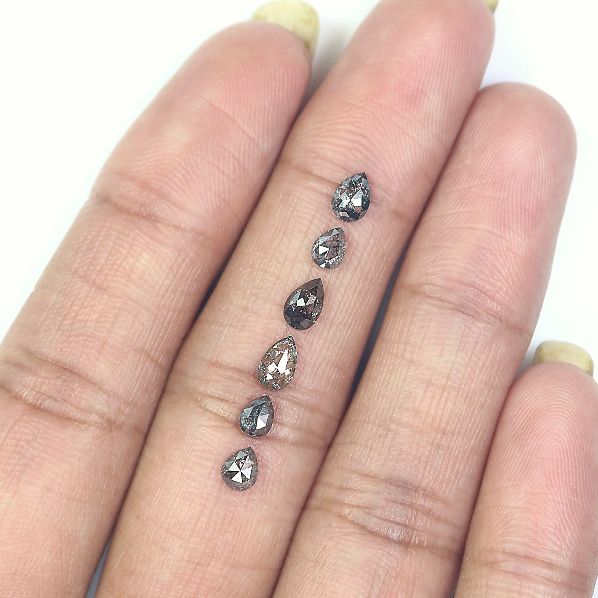 1.66 CT Natural Loose Pear Shape Diamond Salt And Pepper Pear Cut Diamond 4.20 MM Natural Loose Black Grey Color Pear Rose Cut Diamond LQ790