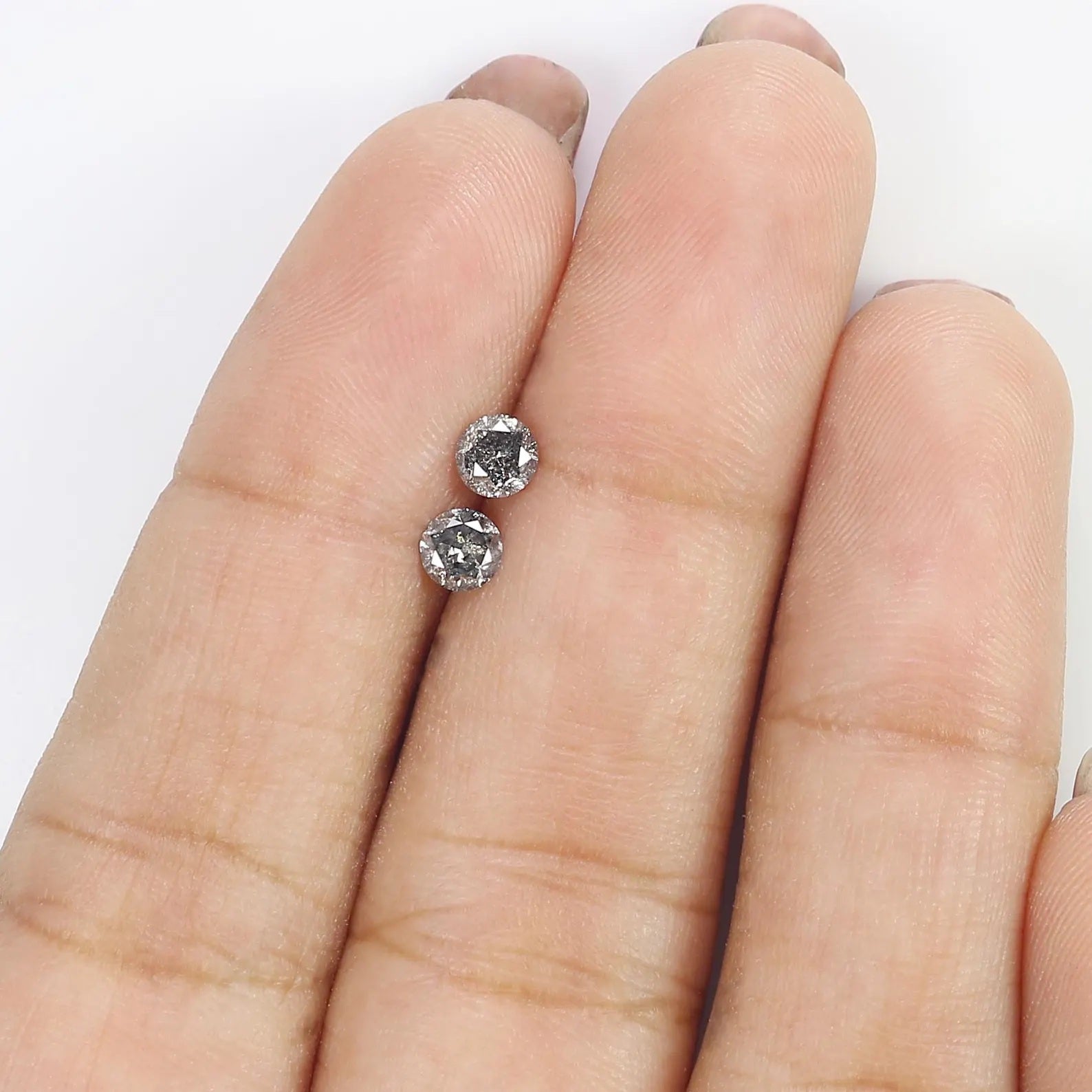 0.50 Ct Natural Loose Round Shape Pair Diamond Salt And Pepper Round Diamond 3.80 MM Black Grey Color Round Brilliant Cut Diamond NQ1491