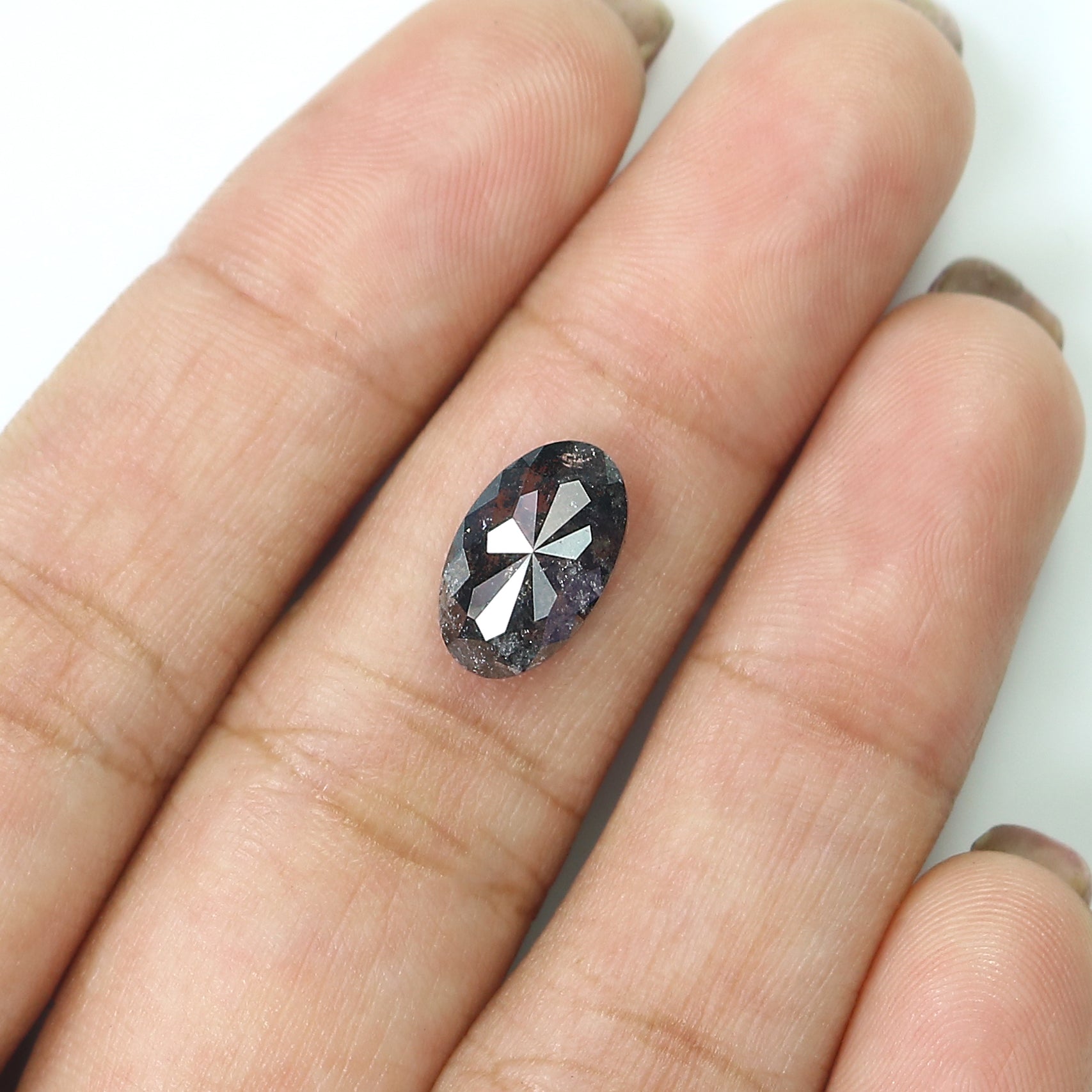 2.60 CT Natural Loose Oval Shape Diamond Salt And Pepper Oval Diamond 11.70 MM Natural Loose Black Grey Color Oval Rose Cut Diamond L3406