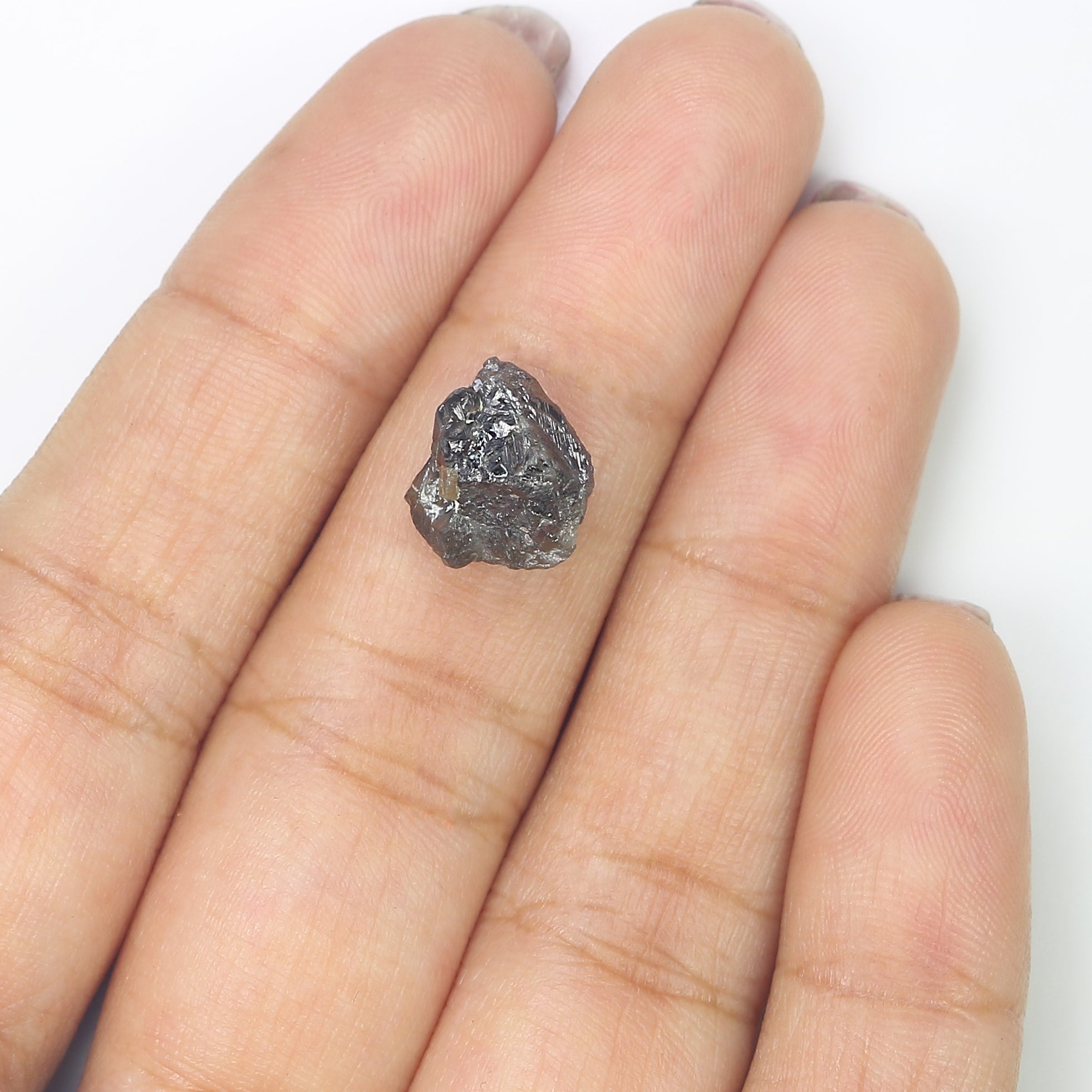 5.72 CT Natural Loose Rough Shape Diamond Black Color Rough Uncut Diamond 11.00 MM Natural Grey Color Rough Irregular Cut Diamond LQ3357