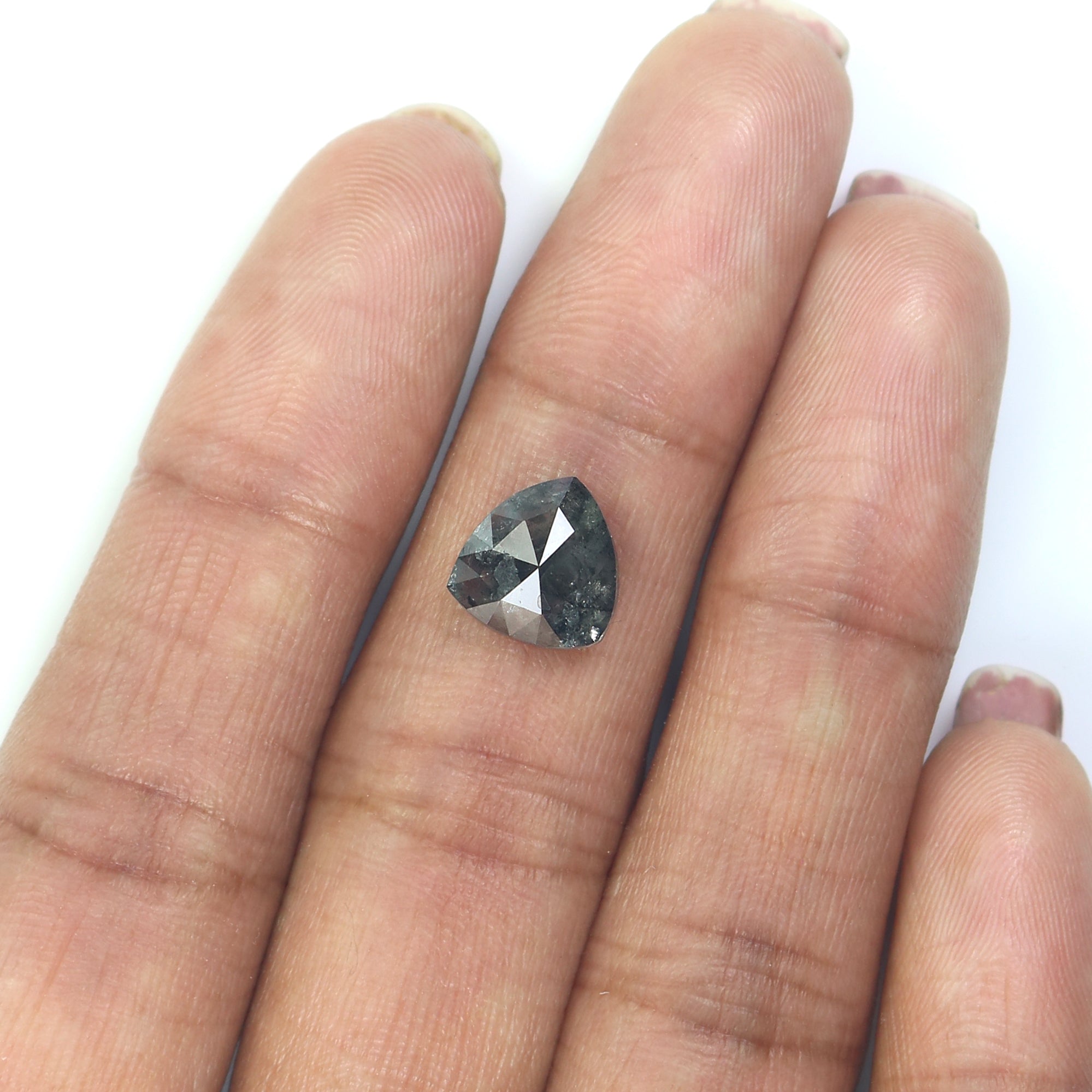2.60 CT Natural Loose Triangle Shape Diamond Salt And Pepper Triangle Cut Diamond 9.15 MM Natural Black Grey Color Triangle Diamond L3503