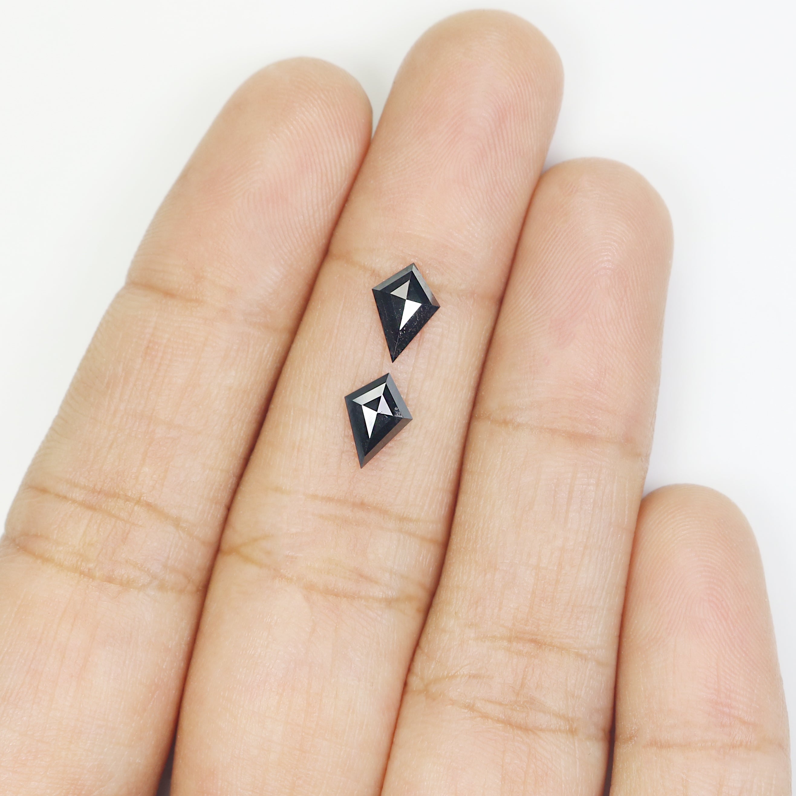 0.77 CT Natural Loose Kite Shape Pair Diamond Black Color Kite Cut Diamond 7.70 MM Natural Diamond Black Color Kite Rose Cut Diamond N2276