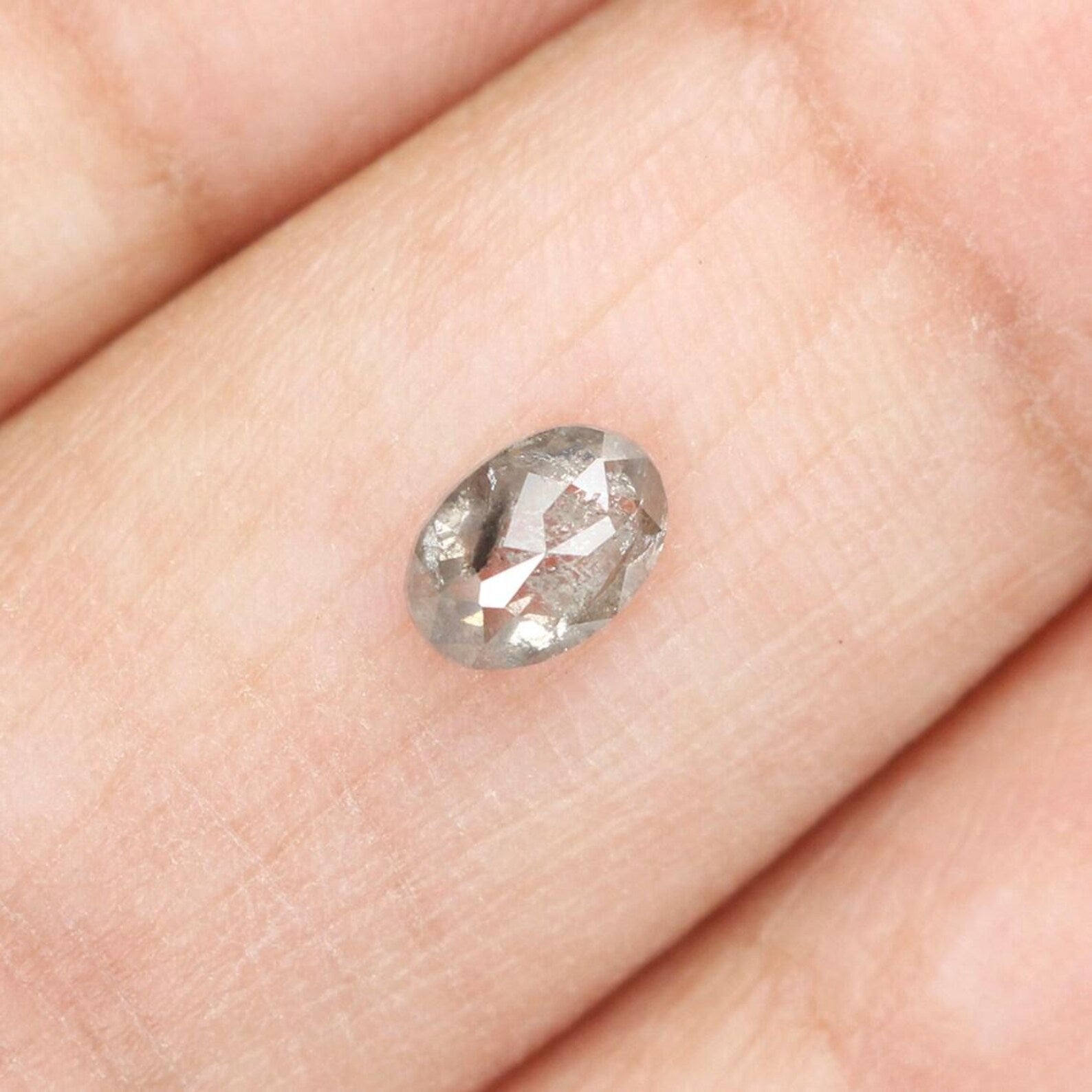 0.43 Ct Natural Loose Oval Cut Diamond Salt And Pepper Oval Cut Diamond 5.45 MM Natural Loose Black Grey Color Oval Rose Cut Diamond NQ999