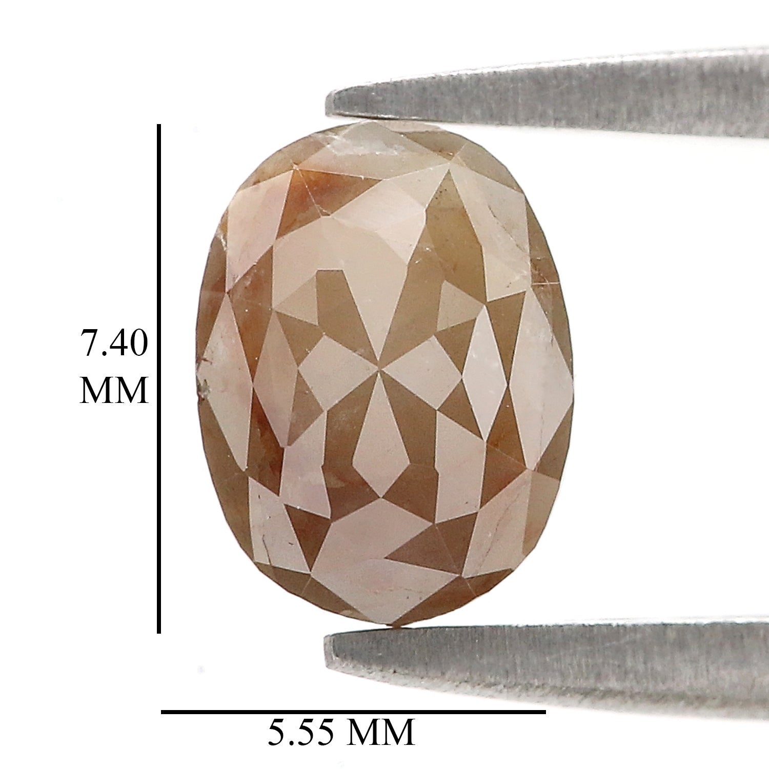 Natural Oval Brown Diamond 1.28 CT Loose Rose Cut Brown Stone 7.40 MM Rustic Diamond Oval Diamond For Custom Engagement Ring L3659
