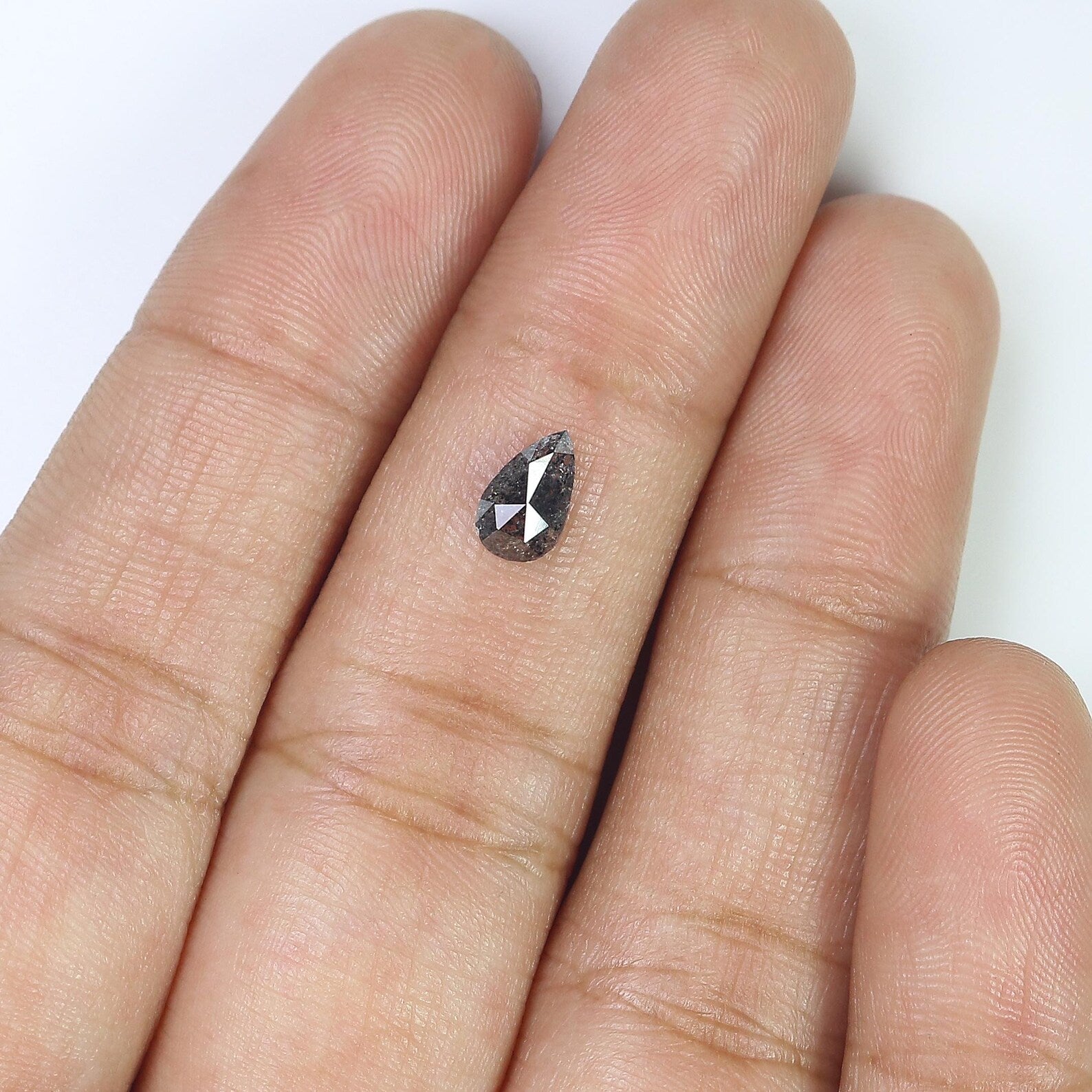 0.58 CT Natural Loose Pear Shape Diamond Salt And Pepper Pear Diamond 7.05 MM Natural Loose Black Grey Color Pear Rose Cut Diamond N9259