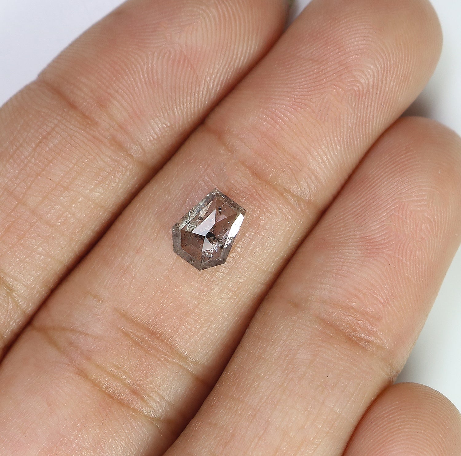 1.11 CT Natural Loose Coffin Shape Diamond Salt And Pepper Coffin Cut Diamond 6.80 MM Black Grey Color Coffin Shape Rose Cut Diamond QK2178