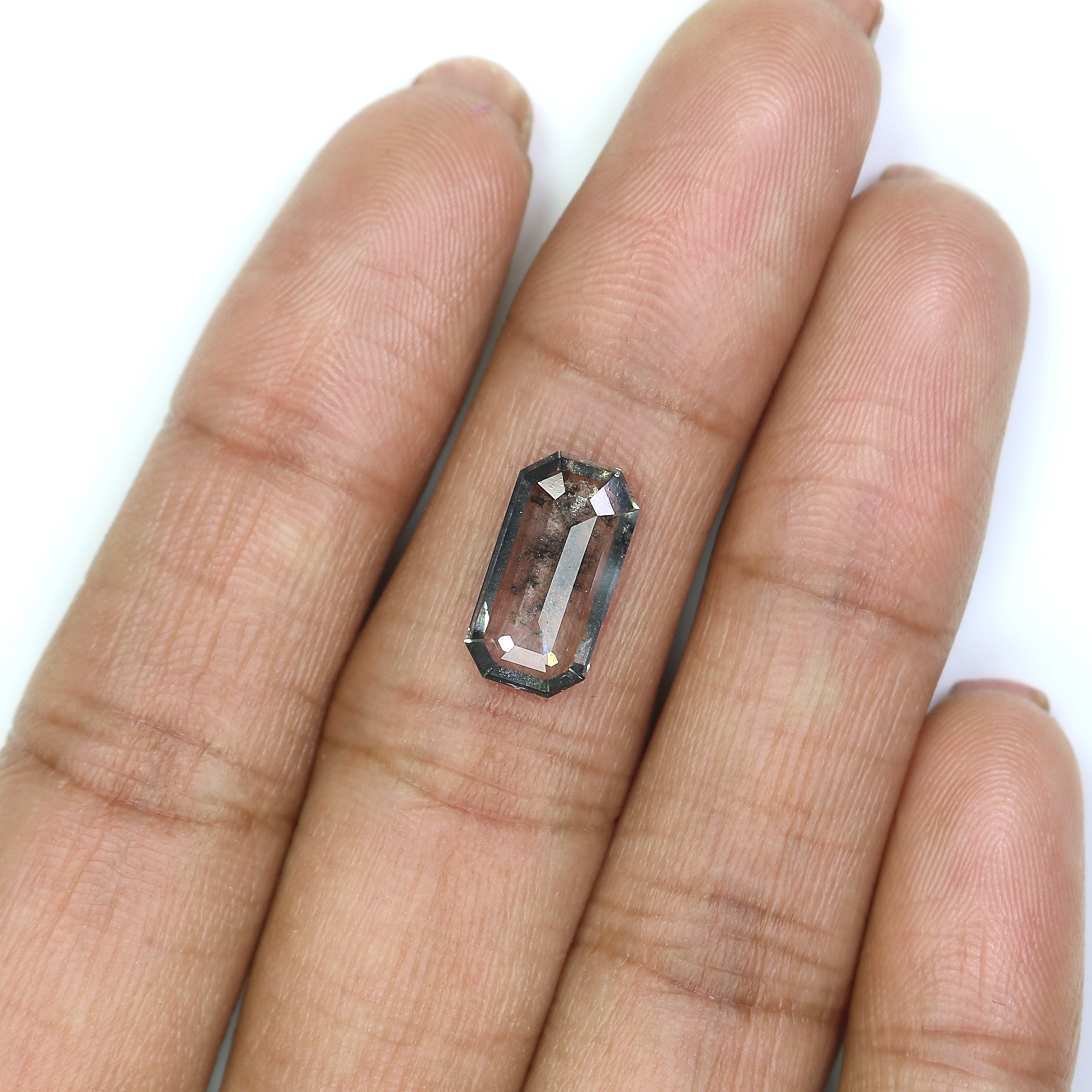 2.23 CT Emerald Rose Cut Salt And Pepper Lab Grown 12.90 MM Loose Diamond CVD Fancy Black Grey Color Lab Created Antique Cut Diamonds L3521