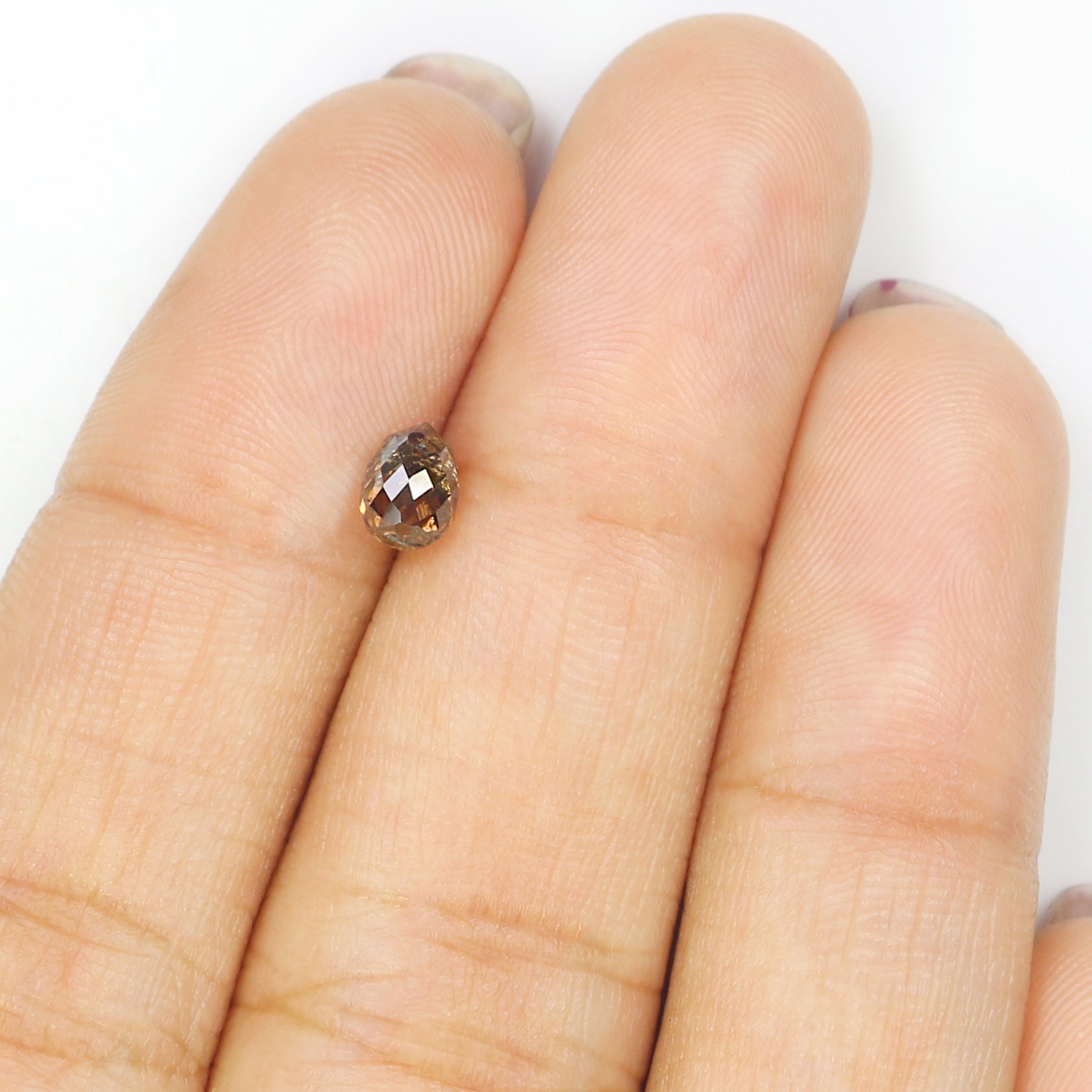 0.70 Ct Natural Loose Briolette Shape Diamond Brown Color Drop Diamond 5.25 MM Natural Loose Brown Color Briolette Rose Cut Diamond LQ9823