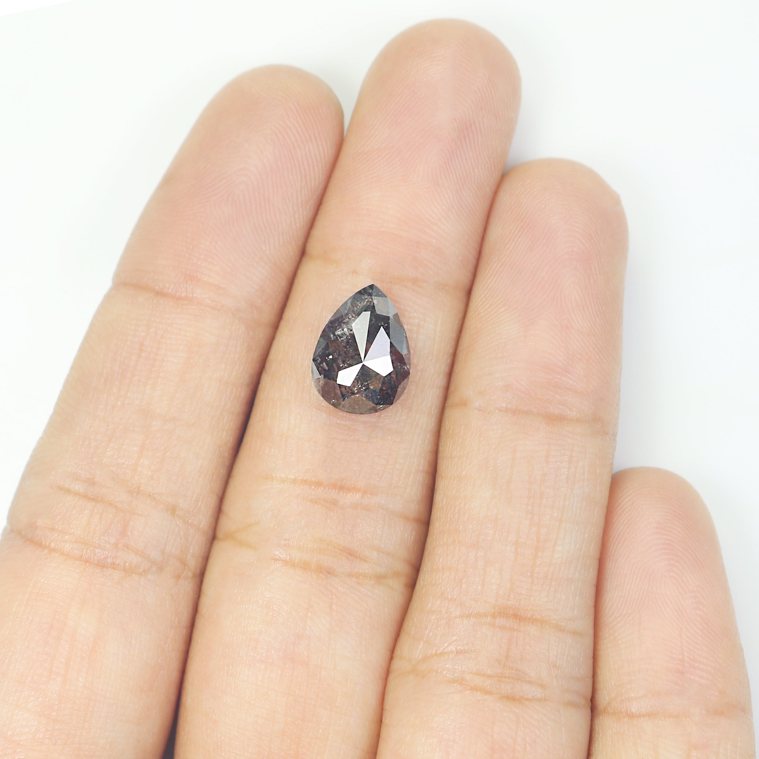 2.53 CT Natural Loose Pear Shape Diamond Salt And Pepper Pear Cut Diamond 10.35 MM Natural Black Grey Diamond Pear Rose Cut Diamond L3479