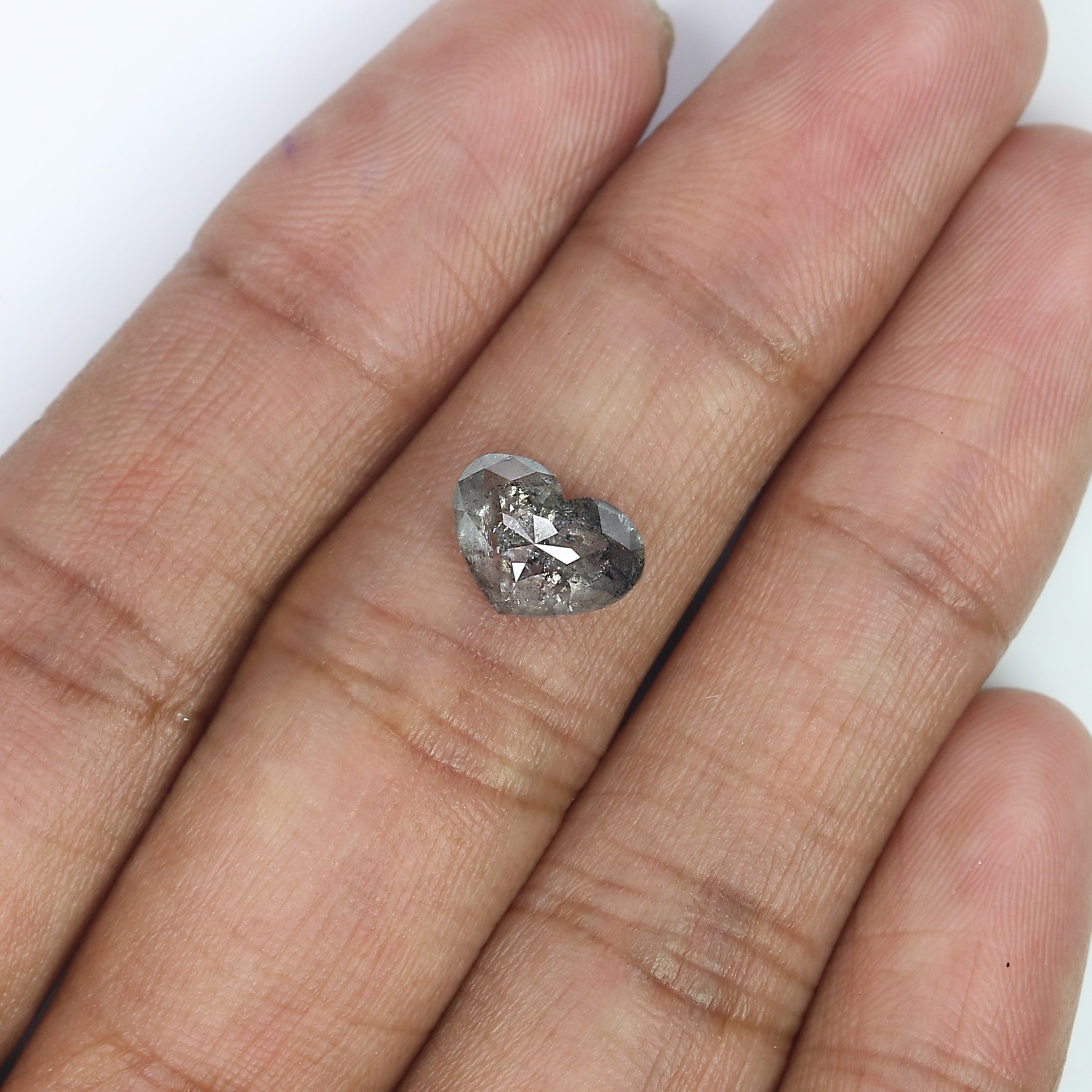 2.04 CT Natural Loose Heart Shape Diamond Salt And Pepper Heart Rose Cut Diamond 9.50 MM Black Grey Color Heart Cut Rose Cut Diamond QL7839