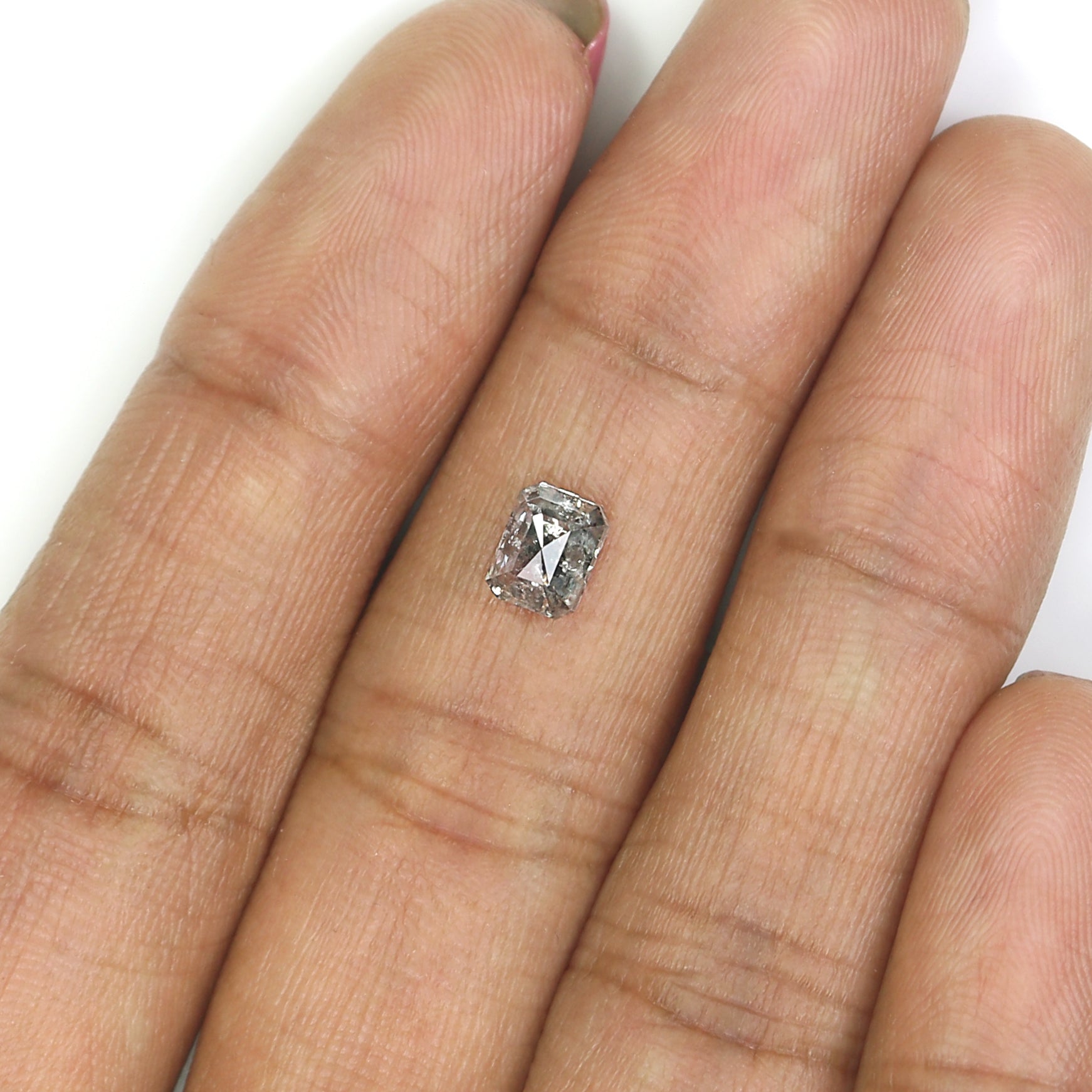 0.94 CT Natural Loose Emerald Shape Diamond Salt And Pepper Emerald Cut Diamond 5.90 MM Natural Black Grey Emerald Rose Cut Diamond QL9559
