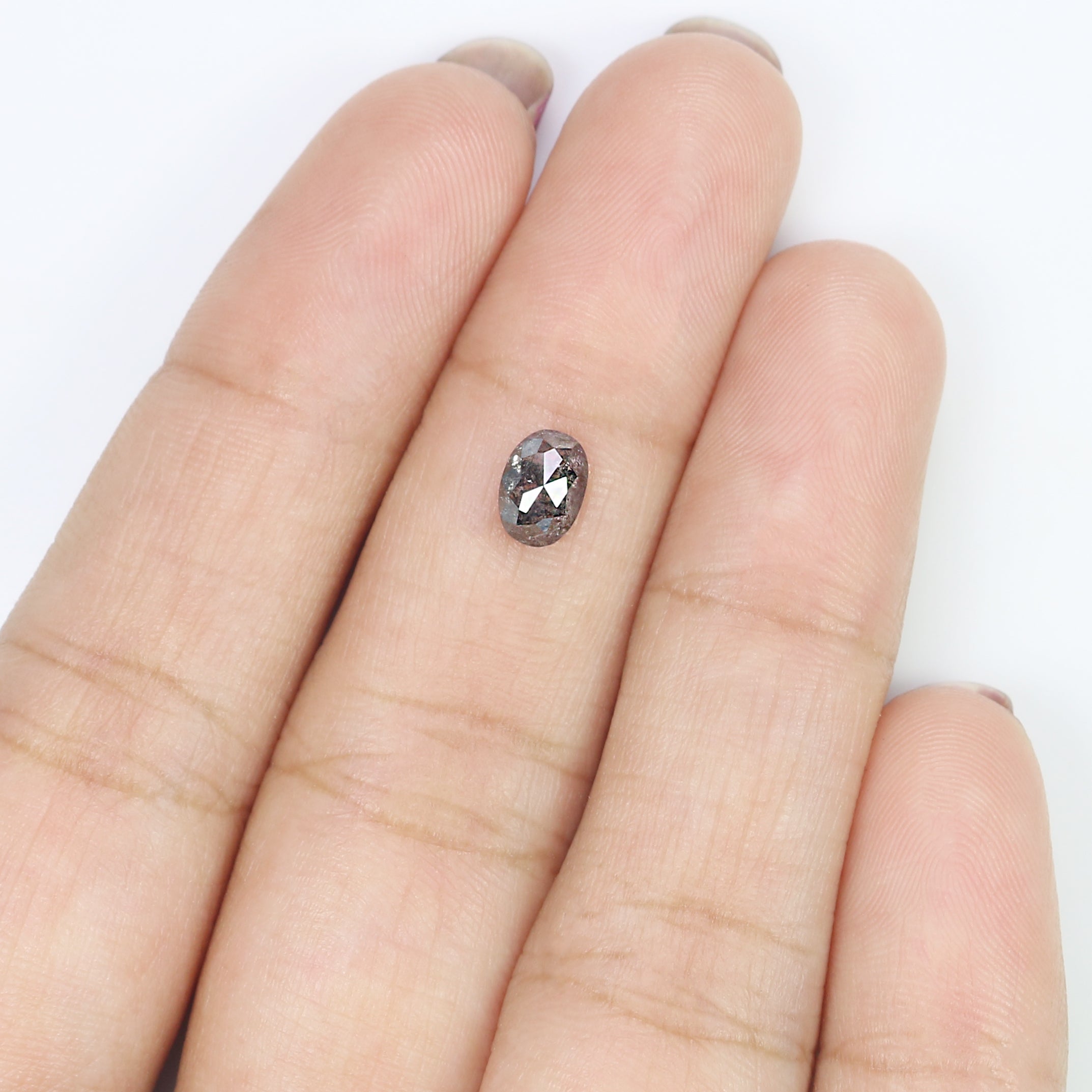 0.77 CT Natural Loose Oval Shape Diamond Salt And Pepper Oval Cut Diamond 6.25 MM Natural Black Grey Diamond Oval Rose Cut Diamond LQ2367