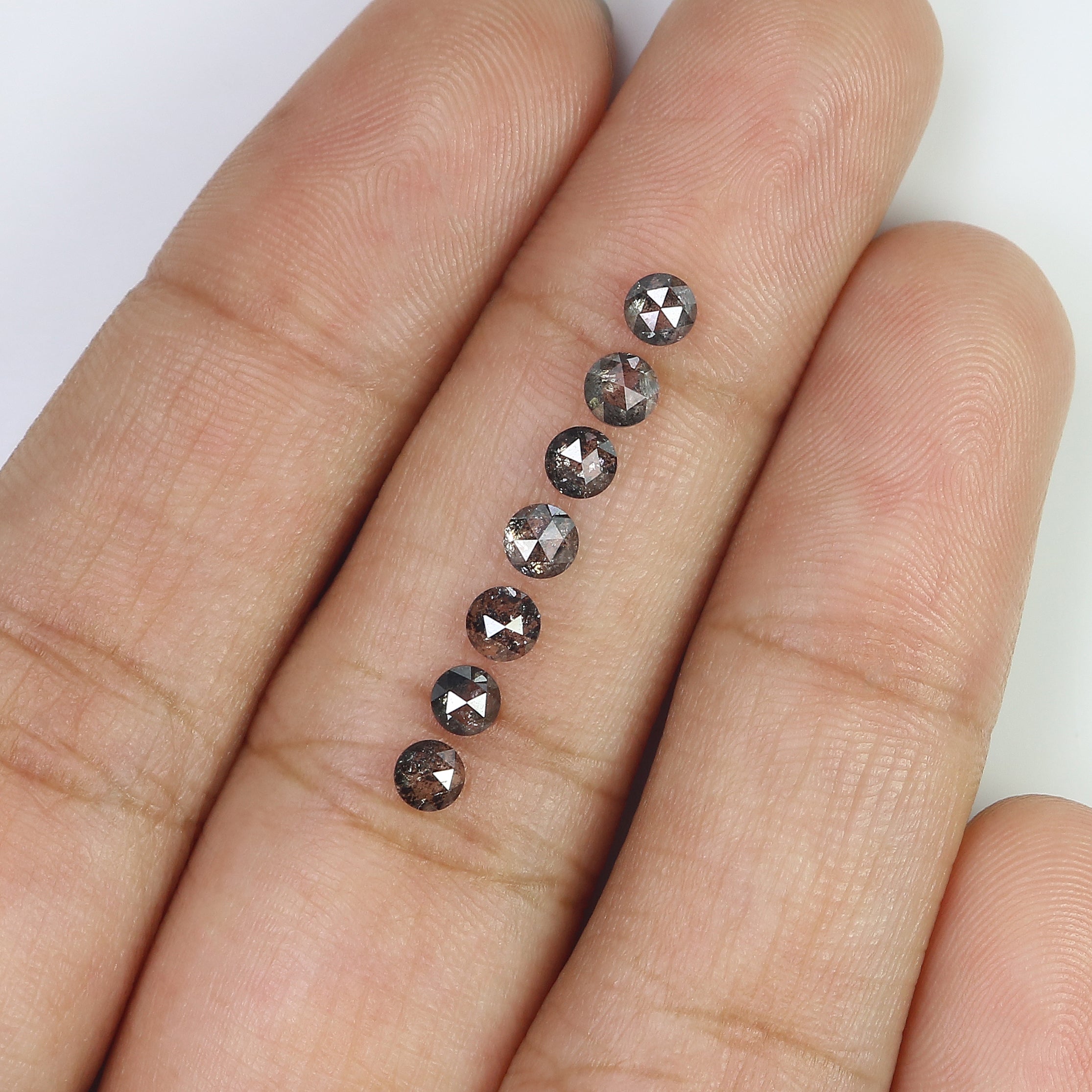 1.10 Ct Natural Loose Round Rose Cut Diamond Salt And Pepper Round Shape Diamond 3.30 MM Natural Black Grey Round Rose Cut Diamond LQ2782