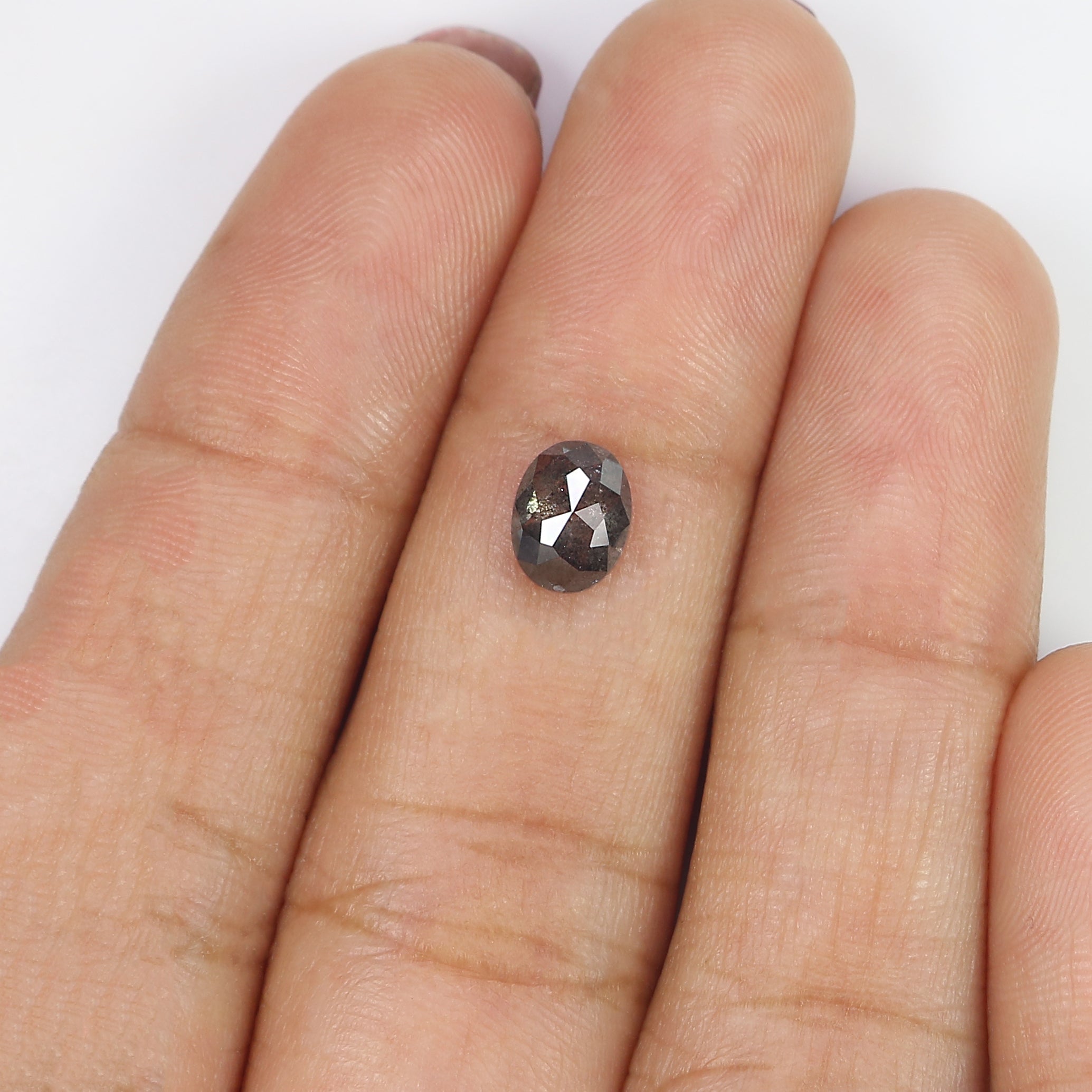 0.87 CT Natural Loose Oval Shape Diamond Salt And Pepper Oval Rose Cut Diamond 6.70 MM Black Grey Color Oval Shape Rose Cut Diamond LQ2059
