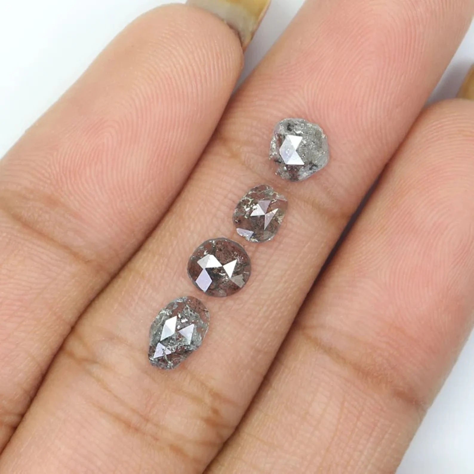 1.15 CT Natural Loose Slice Shape Diamond Salt And Pepper Slice Cut Diamond 4.70 MM Natural Black Gray Color Slice Rose Cut Diamond NQ2143