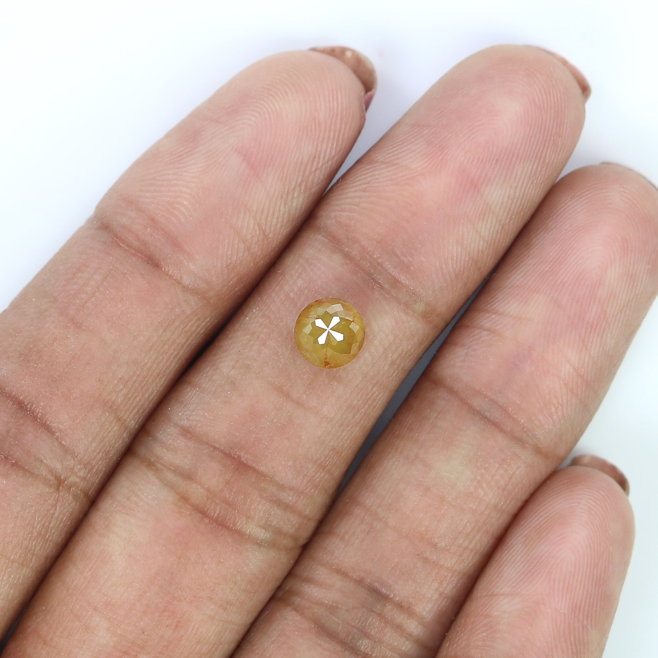 1.18 CT Natural Loose Round Rose Cut Diamond Yellow Color Round Shape Diamond 5.80 MM Natural Yellow Color Round Rose Cut Diamond LQ5216