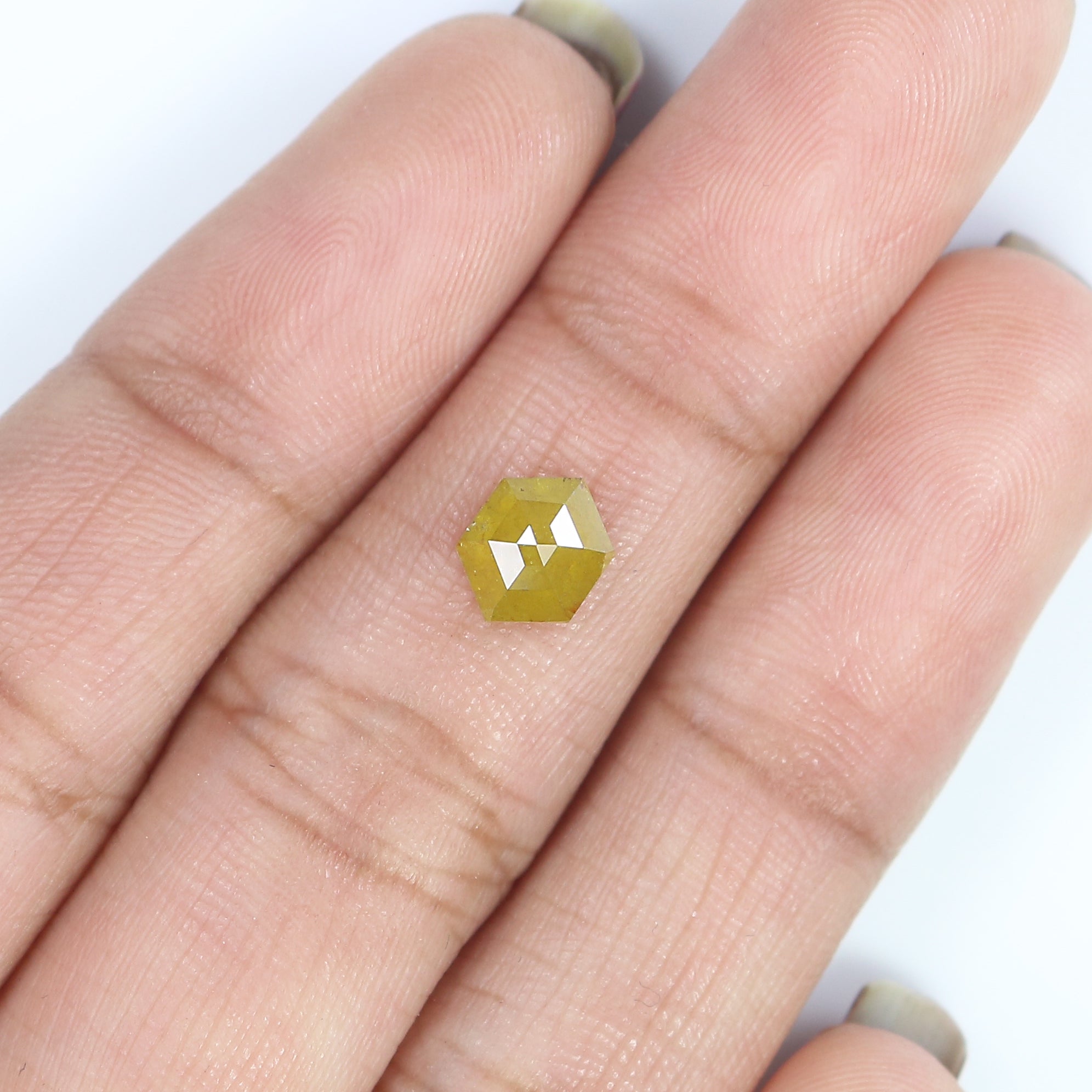 0.89 CT Natural Loose Hexagon Shape Diamond Yellow Color Hexagon Cut Diamond 5.80 MM Natural Yellow Color Hexagon Rose Cut Diamond KQ1279
