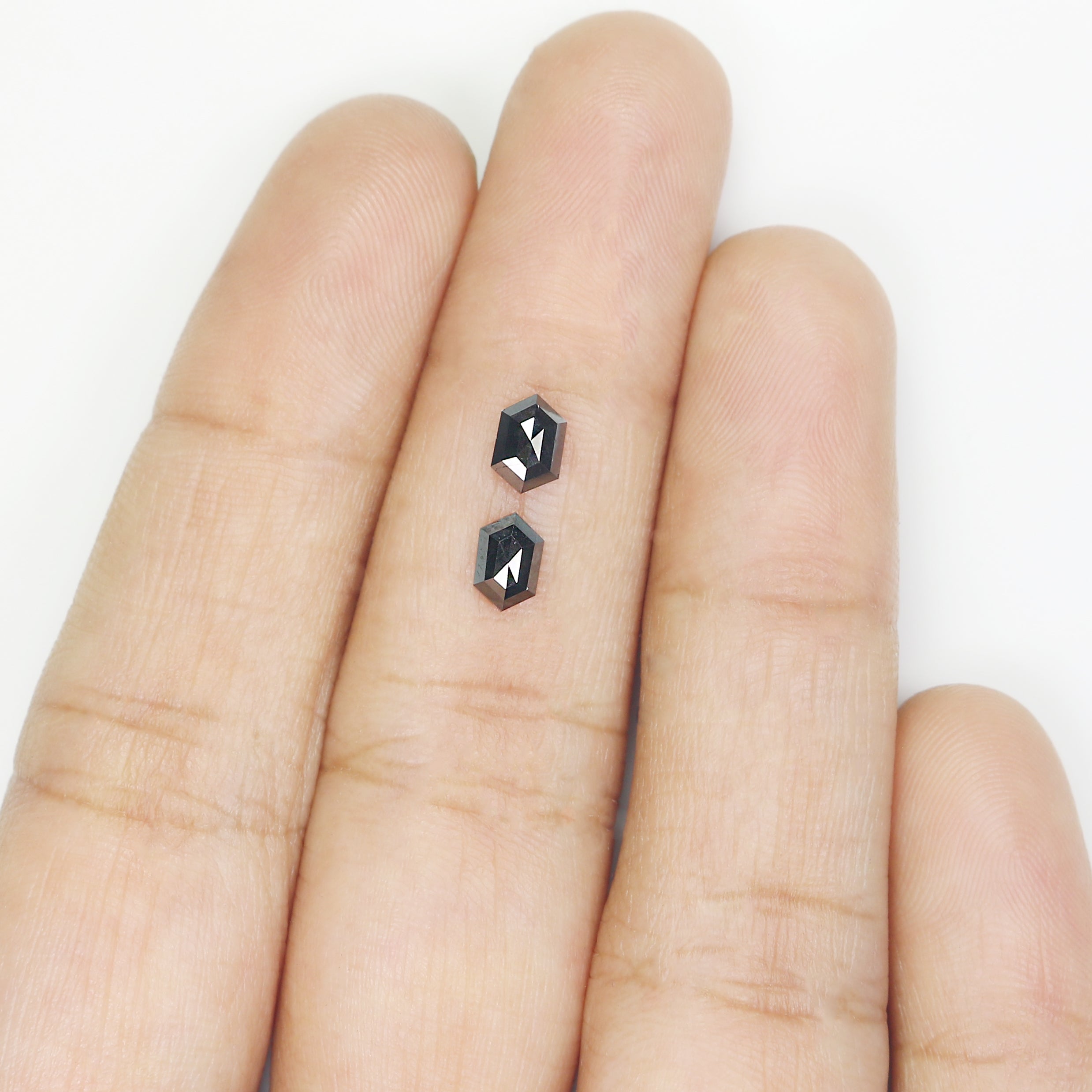 0.67 CT Natural Loose Hexagon Cut Pair Diamond Black Hexagon Cut Diamond 5.60 MM Natural Loose Black Color Hexagon Rose Cut Diamond L2740