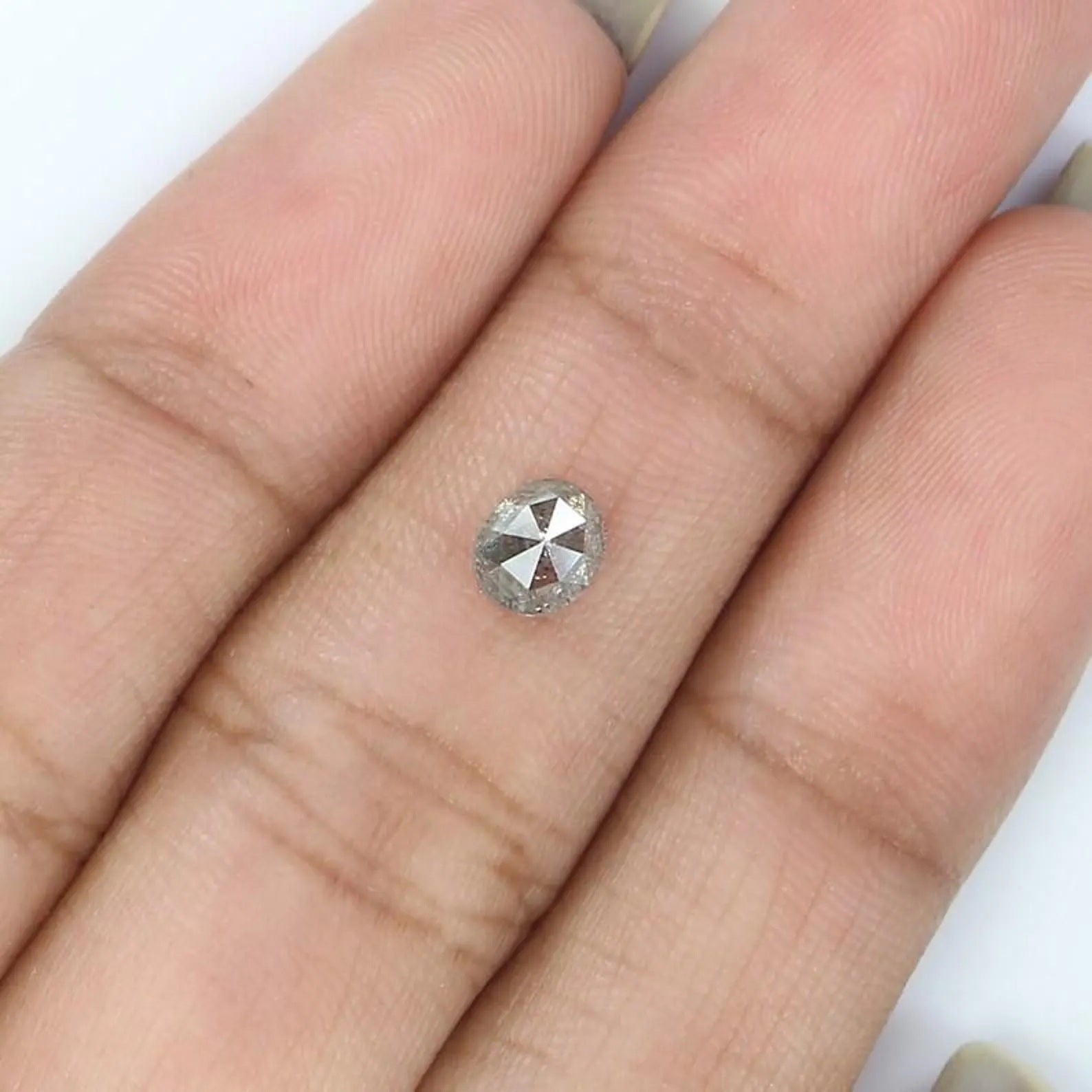 0.62 CT Natural Loose Oval Shape Diamond Salt And Pepper Oval Diamond 5.15 MM Natural Loose Black Grey Color Oval Rose Cut Diamond NQ9264