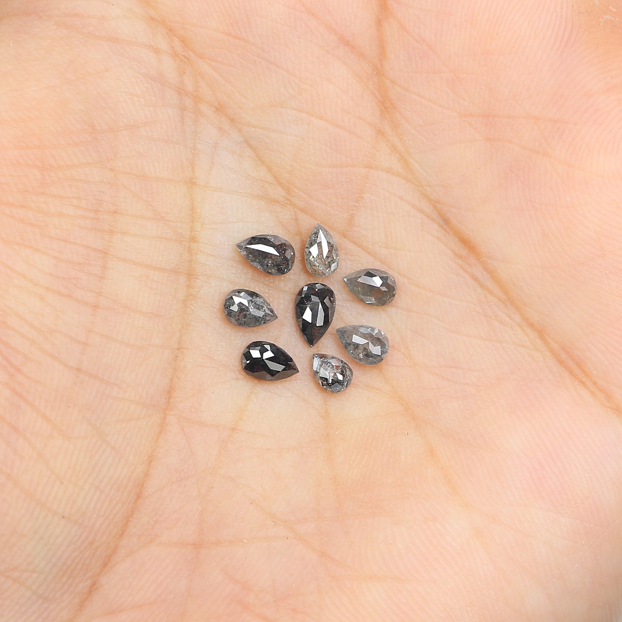 1.14 CT Natural Loose Pear Shape Diamond Salt And Pepper Pear Cut Diamond 3.60 MM Natural Black Grey Diamond Pear Rose Cut Diamond LQ2916