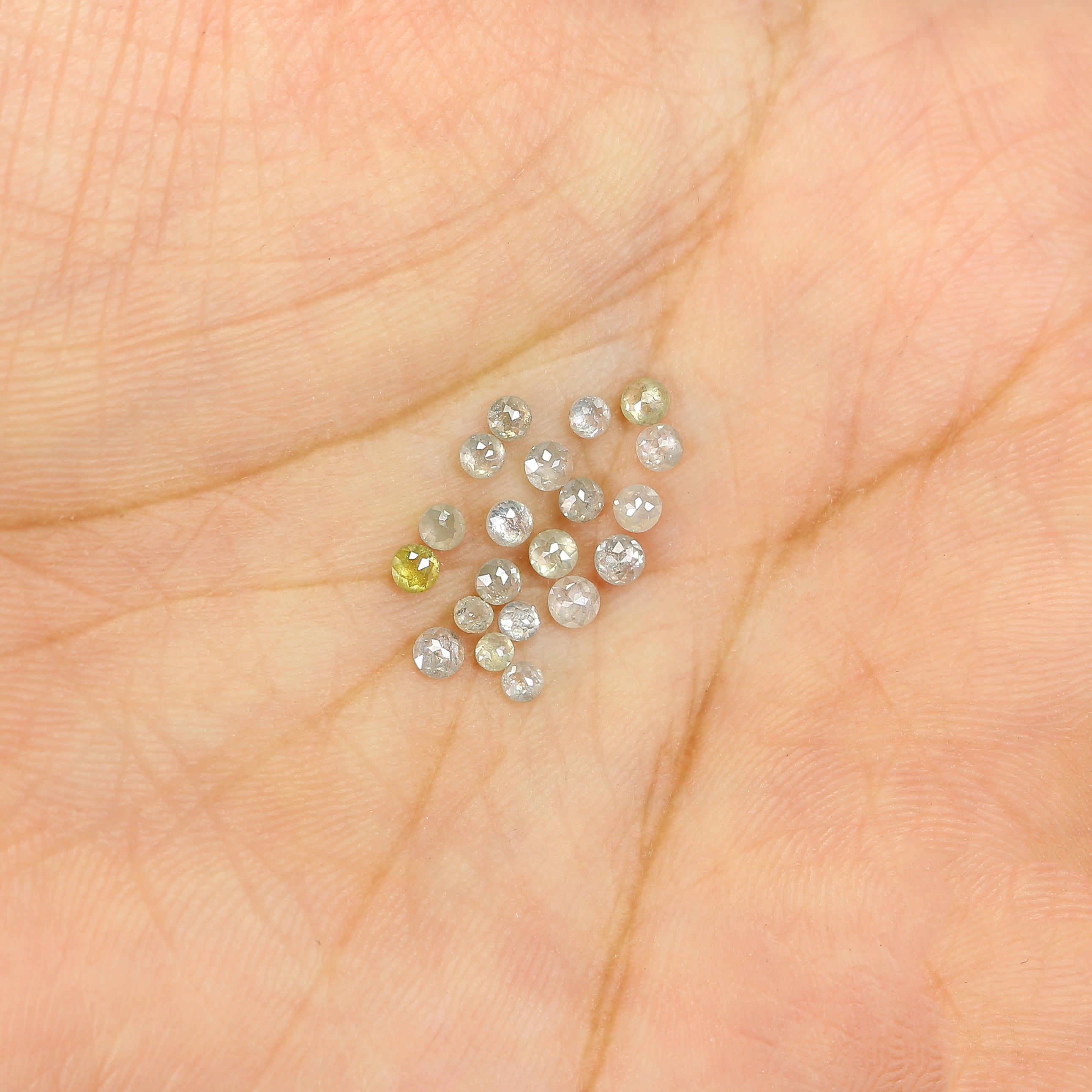 1.06 CT Natural Loose Round Rose Cut Diamond Grey Color Round Shape Diamond 1.80 MM Natural Loose Yellow Color Round Rose Cut Diamond KQ2431