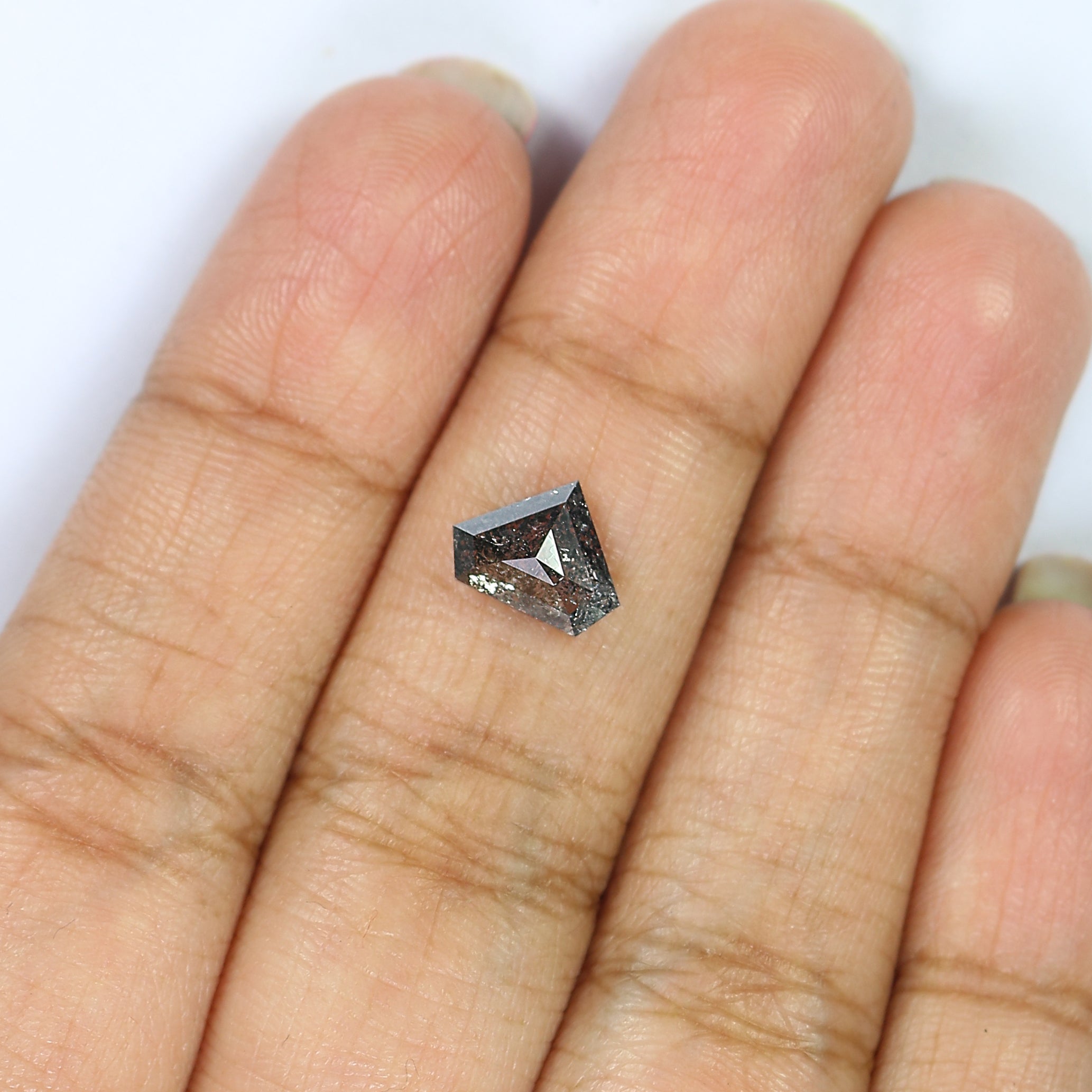 1.27 CT Natural Loose Shield Cut Diamond Black Grey Color Diamond 6.90 MM Natural Loose Diamond Salt And Pepper Shield Shape Diamond QL9278