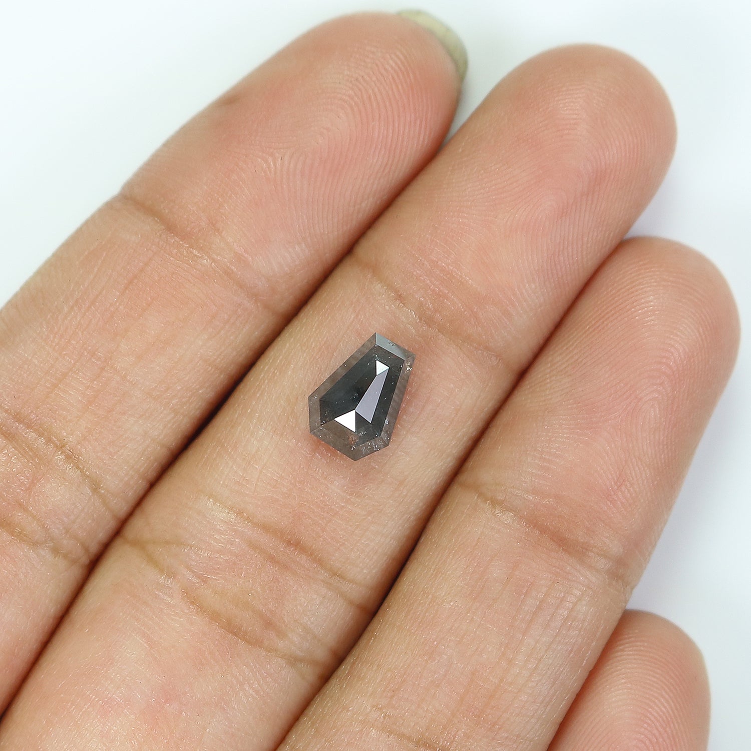 1.33 CT Natural Loose Coffin Shape Diamond Salt And Pepper Coffin Diamond 7.90 MM Natural Black Grey Color Coffin Rose Cut Diamond LQ3315