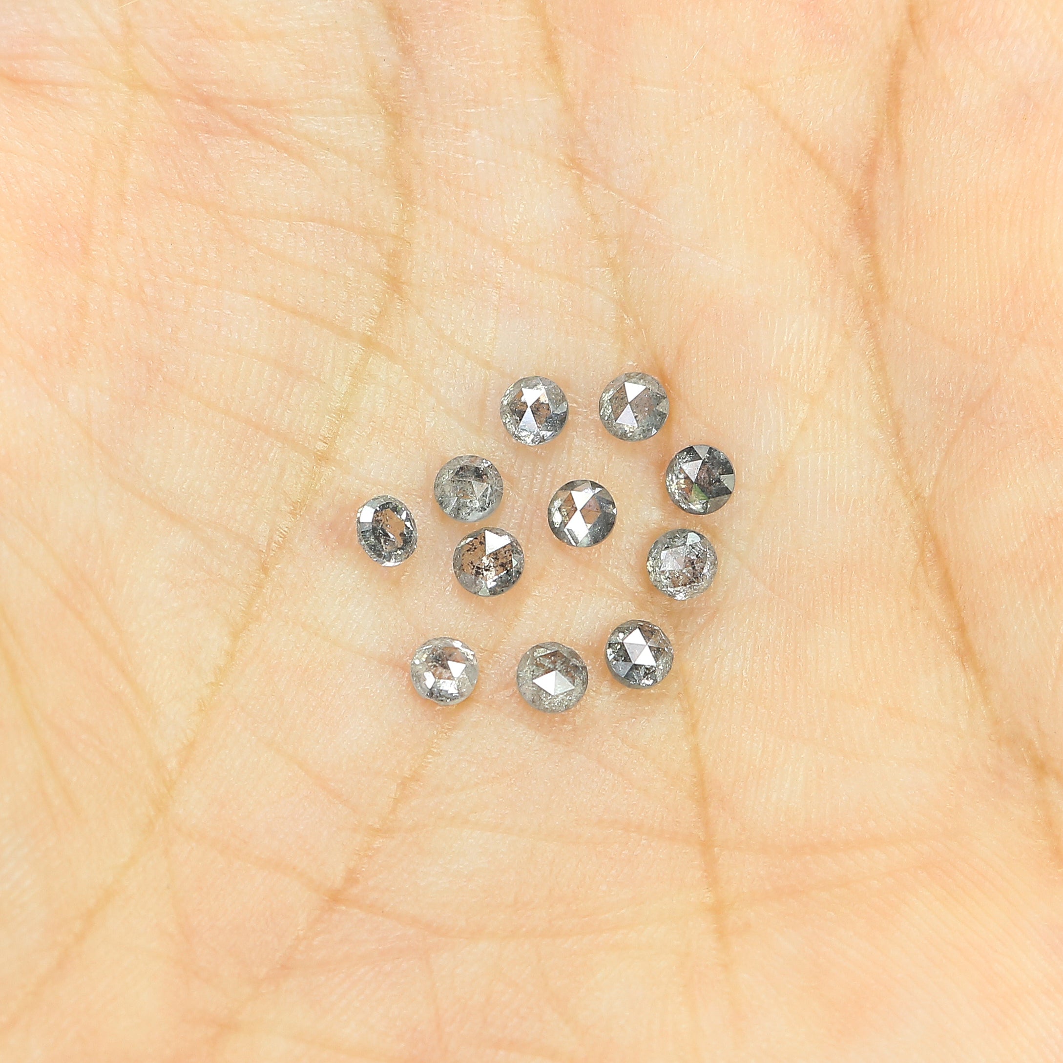 1.26 Ct Natural Loose Round Rose Cut Diamond Salt And Pepper Round Shape Diamond 2.70 MM Natural Black Grey Round Rose Cut Diamond LQ2775