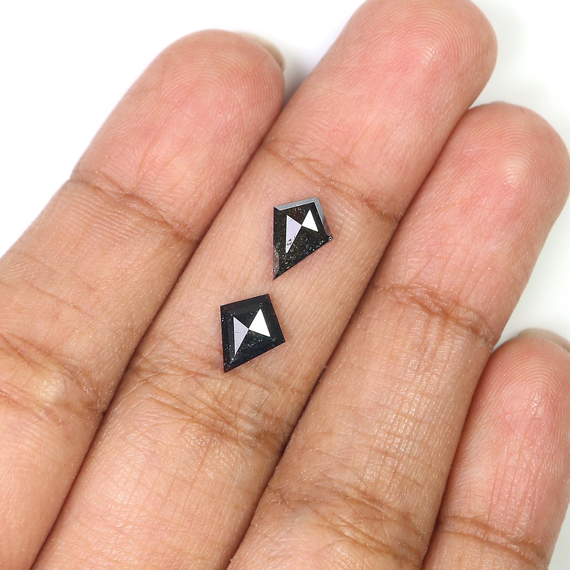 1.30 CT Natural Loose Kite Cut Pair Diamond Black Color Kite Shape Diamond 8.65 MM Natural Loose Black Color Kite Rose Cut Diamond L3407