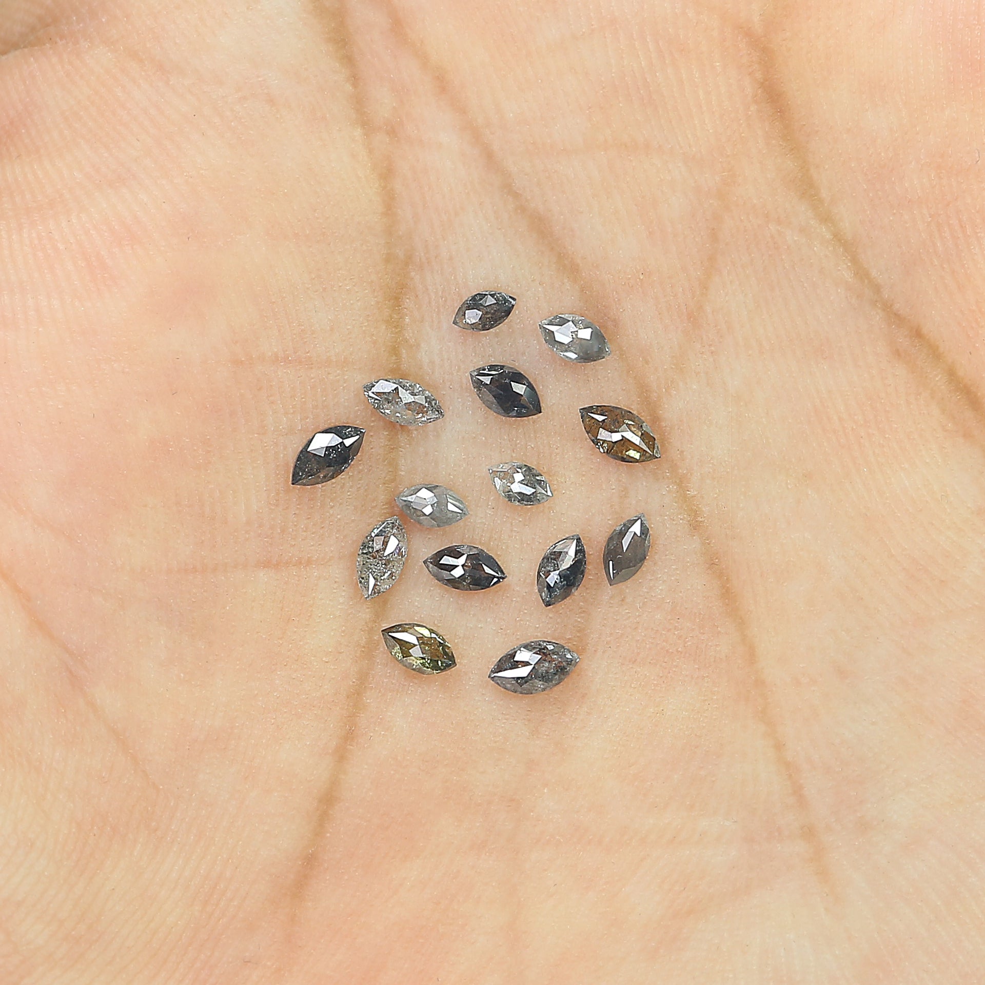 1.00 CT Natural Loose Marquise Shape Diamond Salt And Pepper Marquise Cut Diamond 3.15 MM Black Grey Color Marquise Rose Cut Diamond LQ2911