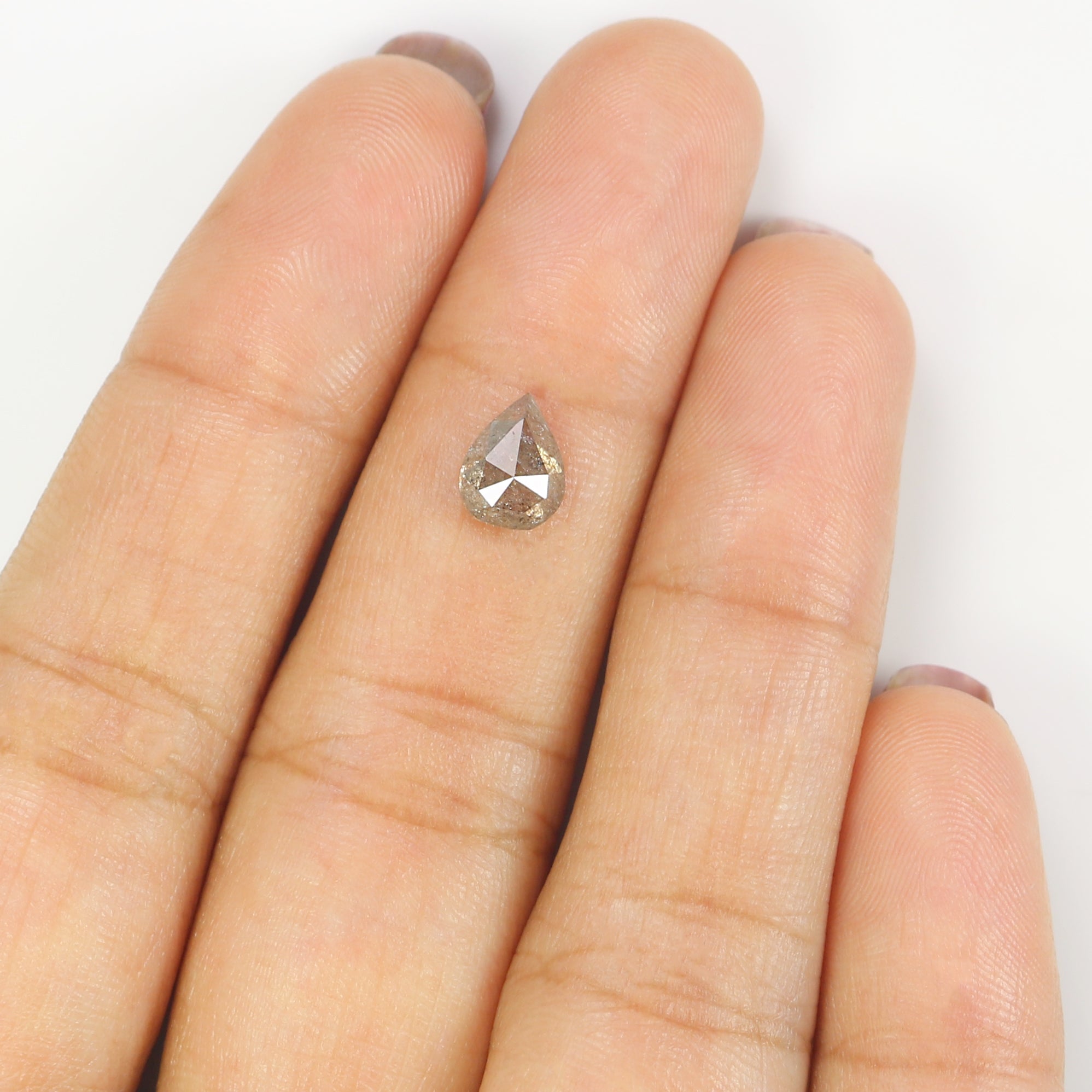 0.98 CT Natural Loose Pear Shape Diamond Salt And Pepper Pear Diamond 7.30 MM Natural Loose Diamond Grey Color Pear Rose Cut Diamond LQ7712