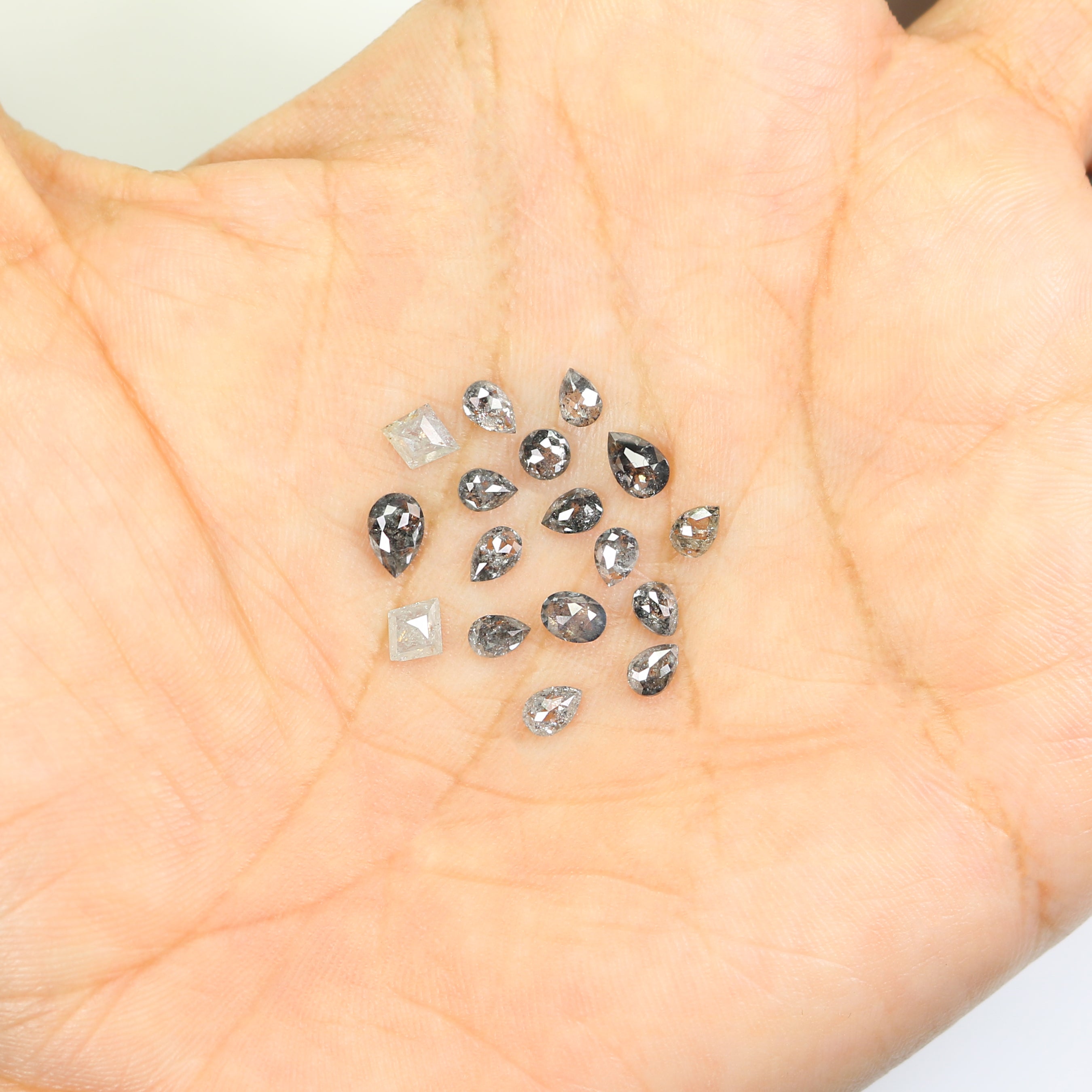 2.67 CT Natural Loose Mix Shape Diamond Salt And Pepper Mix Shape Diamond 3.30 MM Natural Black Grey Color Mix Shape Rose Cut Diamond LQ959