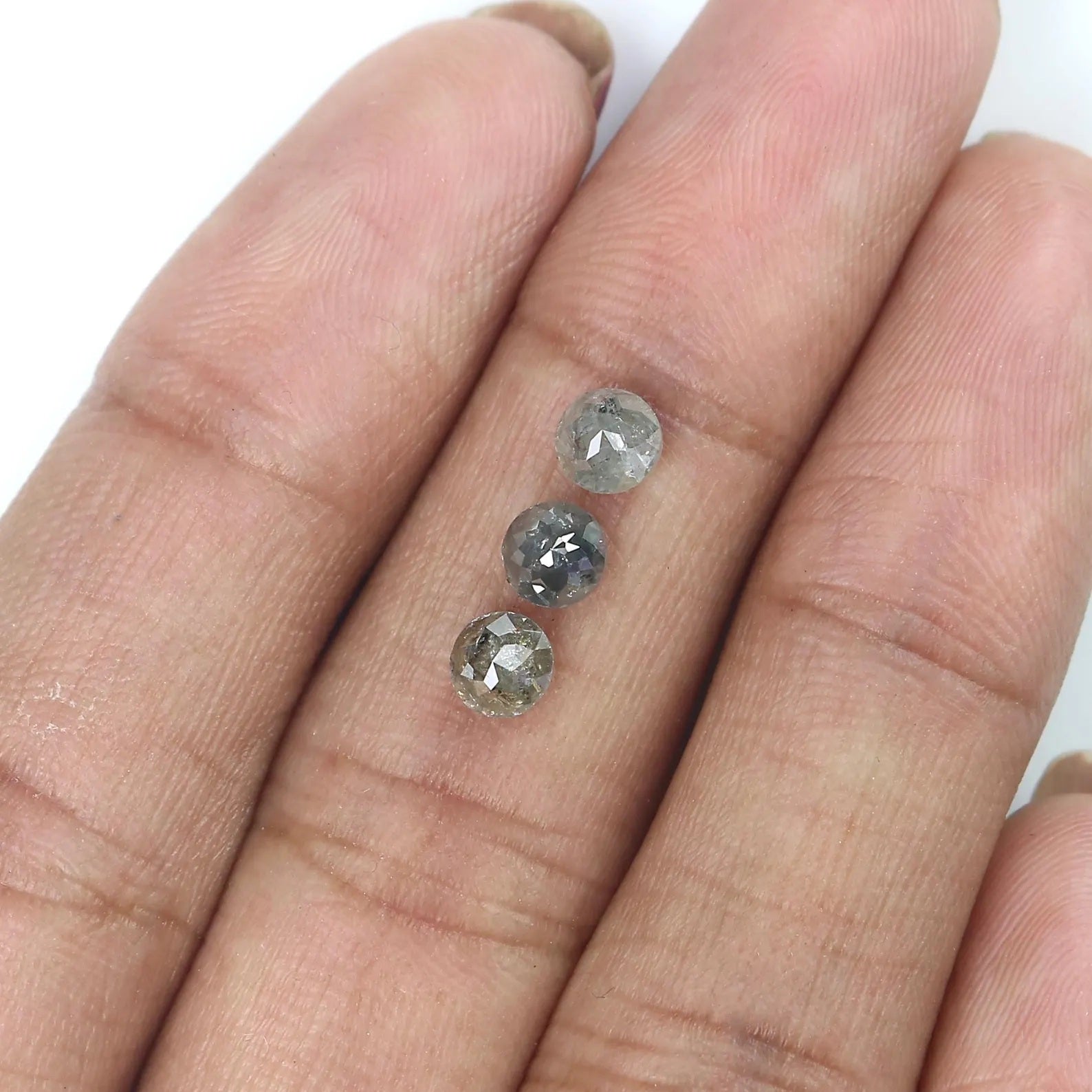 1.47 CT Natural Loose Round Shape Diamond Salt And Pepper Round Cut Diamond 4.40 MM Natural Black Grey Color Round Rose Cut Diamond NQ1812
