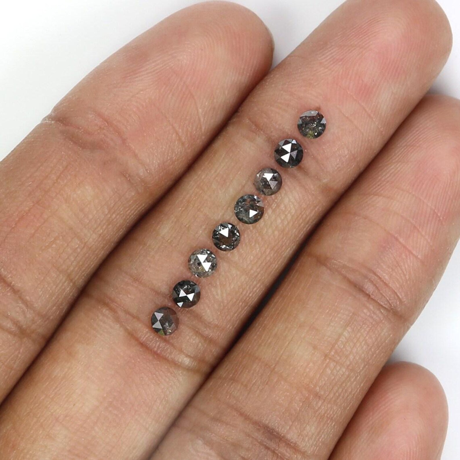 0.95 Ct Natural Loose Round Rose Cut Diamond Salt And Pepper Round Shape Diamond 2.90 MM Natural Black Grey Round Rose Cut Diamond NQ2350