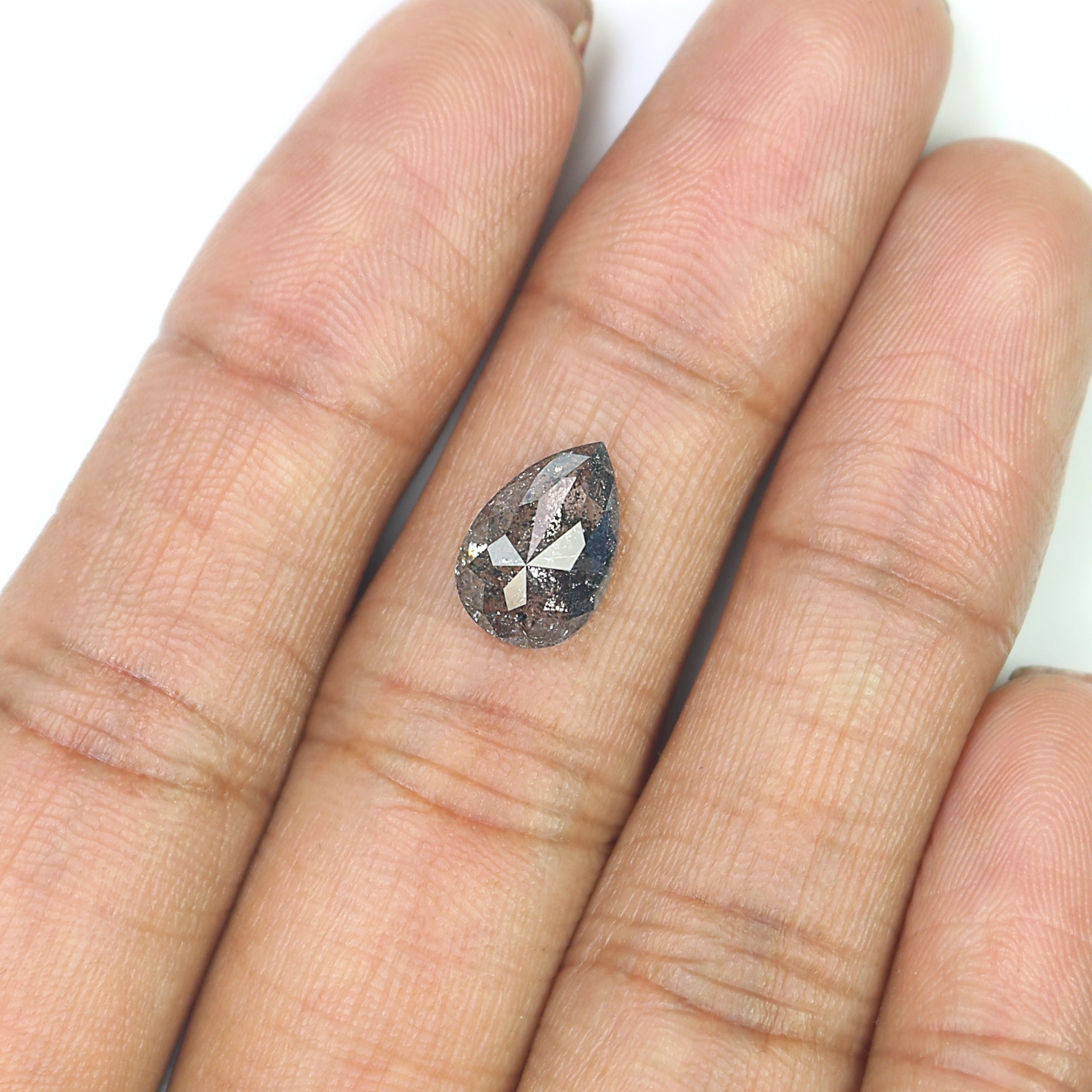 2.67 Ct Natural Loose Pear Shape Diamond Salt And Pepper Pear Cut Diamond 10.70 MM Natural Black Grey Color Pear Rose Cut Diamond L3607