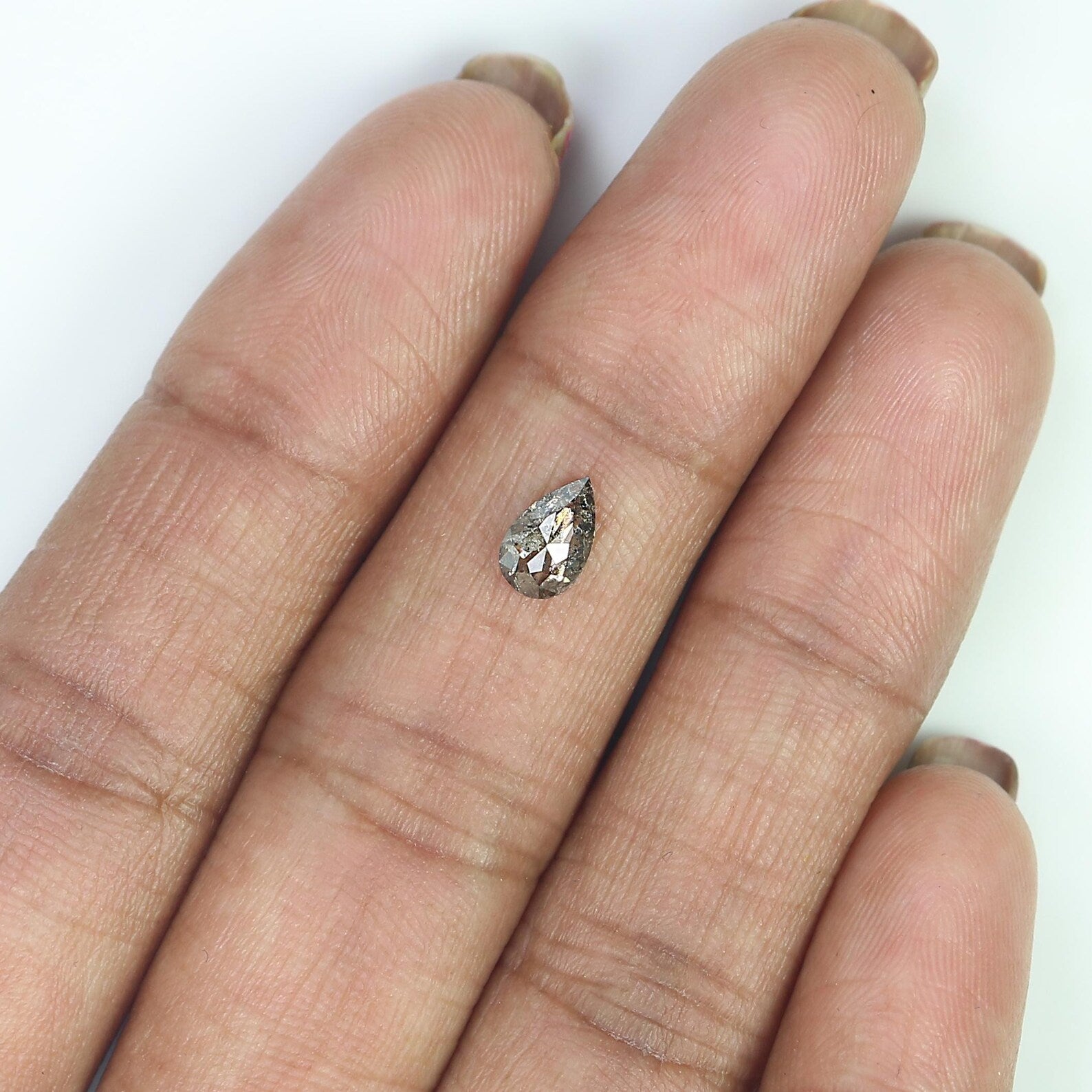 0.58 CT Natural Loose Pear Shape Diamond Salt And Pepper Pear Cut Diamond 6.95 MM Natural Loose Diamond Pear Shape Rose Cut Diamond QN589