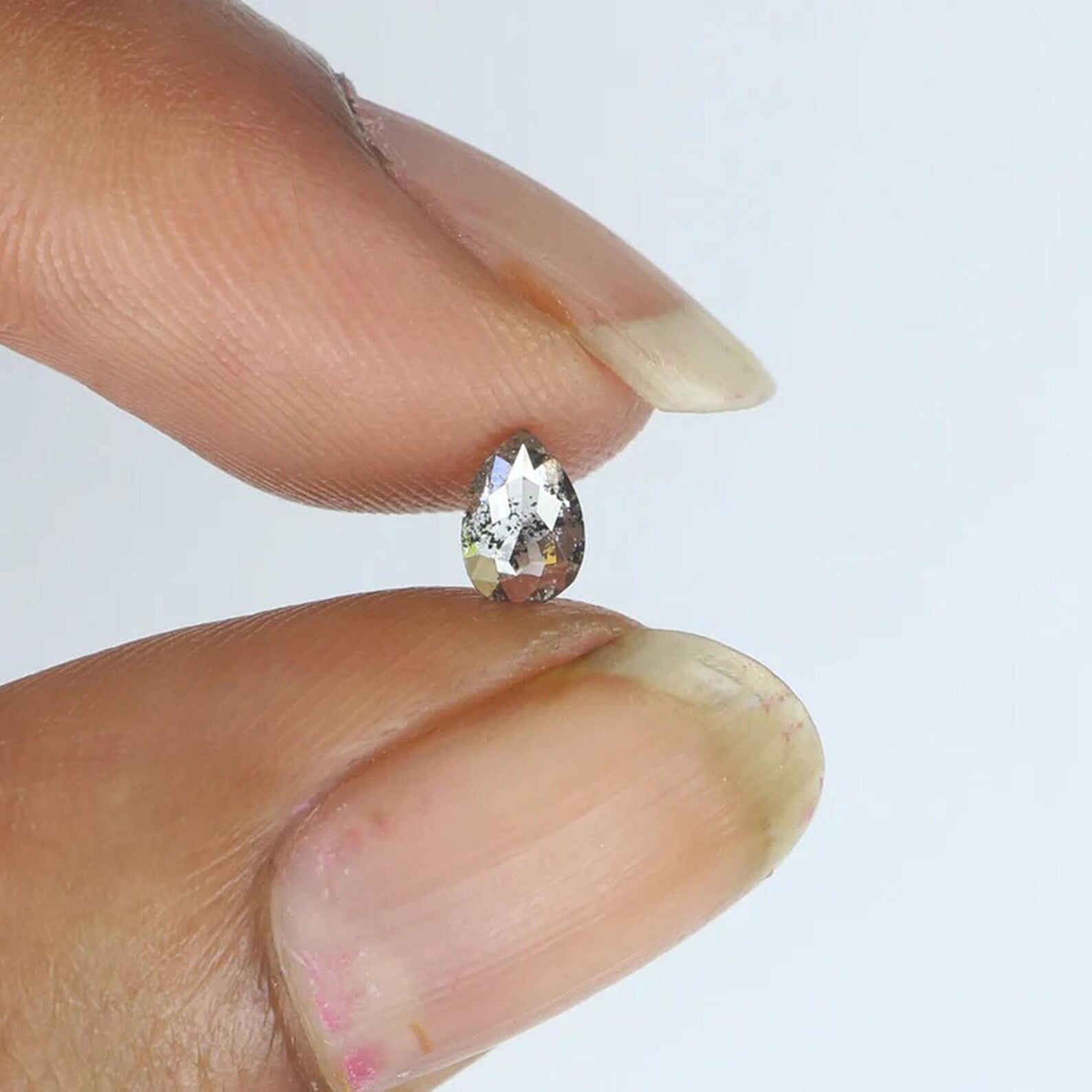 0.28 CT Natural Loose Pear Shape Diamond Salt And Pepper Pear Cut Diamond 5.30 MM Natural Loose Black Gray Color Pear Rose Cut Diamond NQ220
