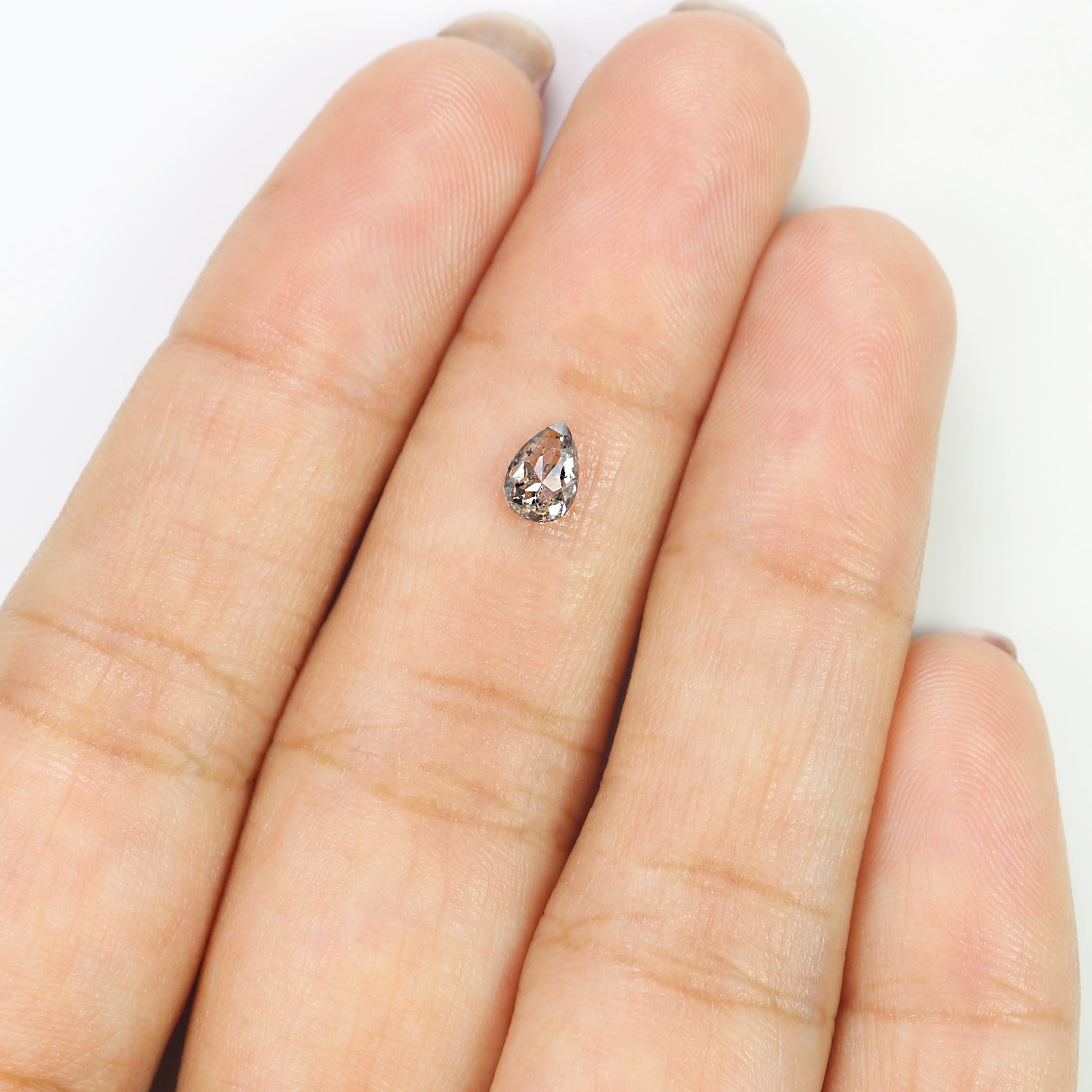 0.38 CT Natural Loose Pear Shape Diamond Salt And Pepper Pear Rose Cut Diamond 5.55 MM Black Grey Color Pear Shape Rose Cut Diamond LQ1961