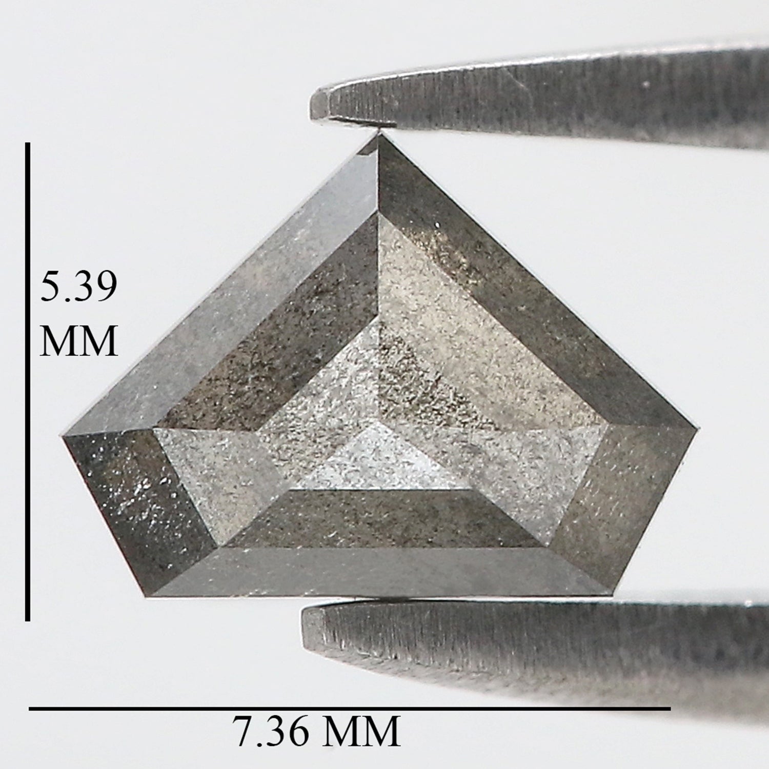 0.87 CT Natural Loose Shield Diamond Black Grey Color Diamond 5.40 MM Natural Loose Diamond Salt And Pepper Shield Rose Cut Diamond QL1942
