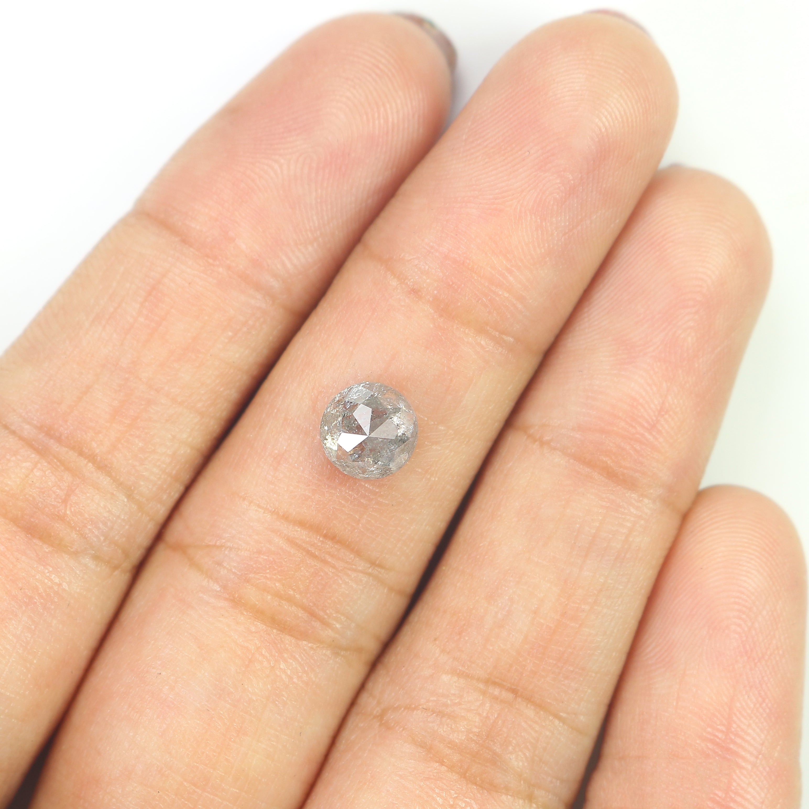 1.33 Ct Natural Loose Round Rose Cut Diamond Black Color Rose Cut Diamond 6.40 MM Natural Loose Salt And Pepper Rose Cut Diamond LQ1944
