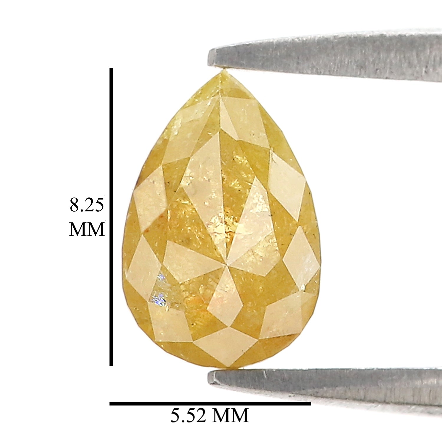 Natural Pear Yellow Diamond 1.21 CT Loose Rose Cut Yellow Stone 8.25 MM Rustic Diamond Pear Diamond For Custom Engagement Ring L3643