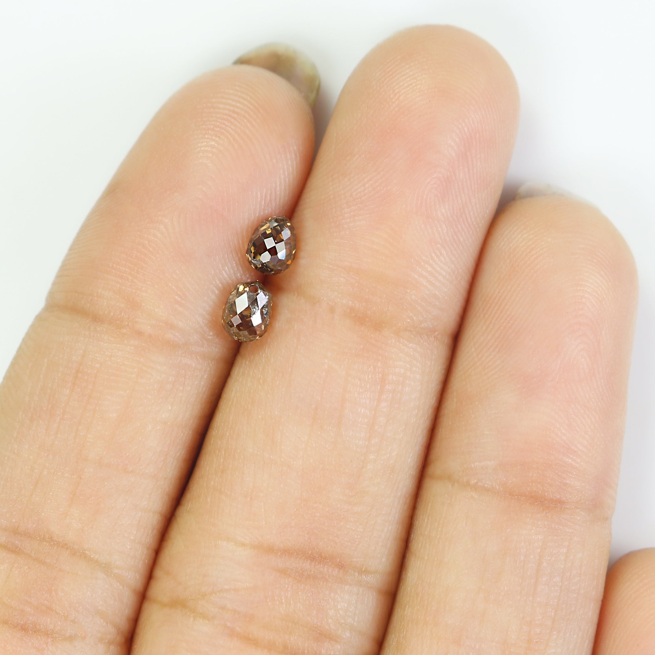 0.93 CT Natural Loose Drop Cut Pair Diamond Brown Color Briolette Diamond 4.50 MM Natural Brown Color Diamond Drop Rose Cut Diamond NQ776