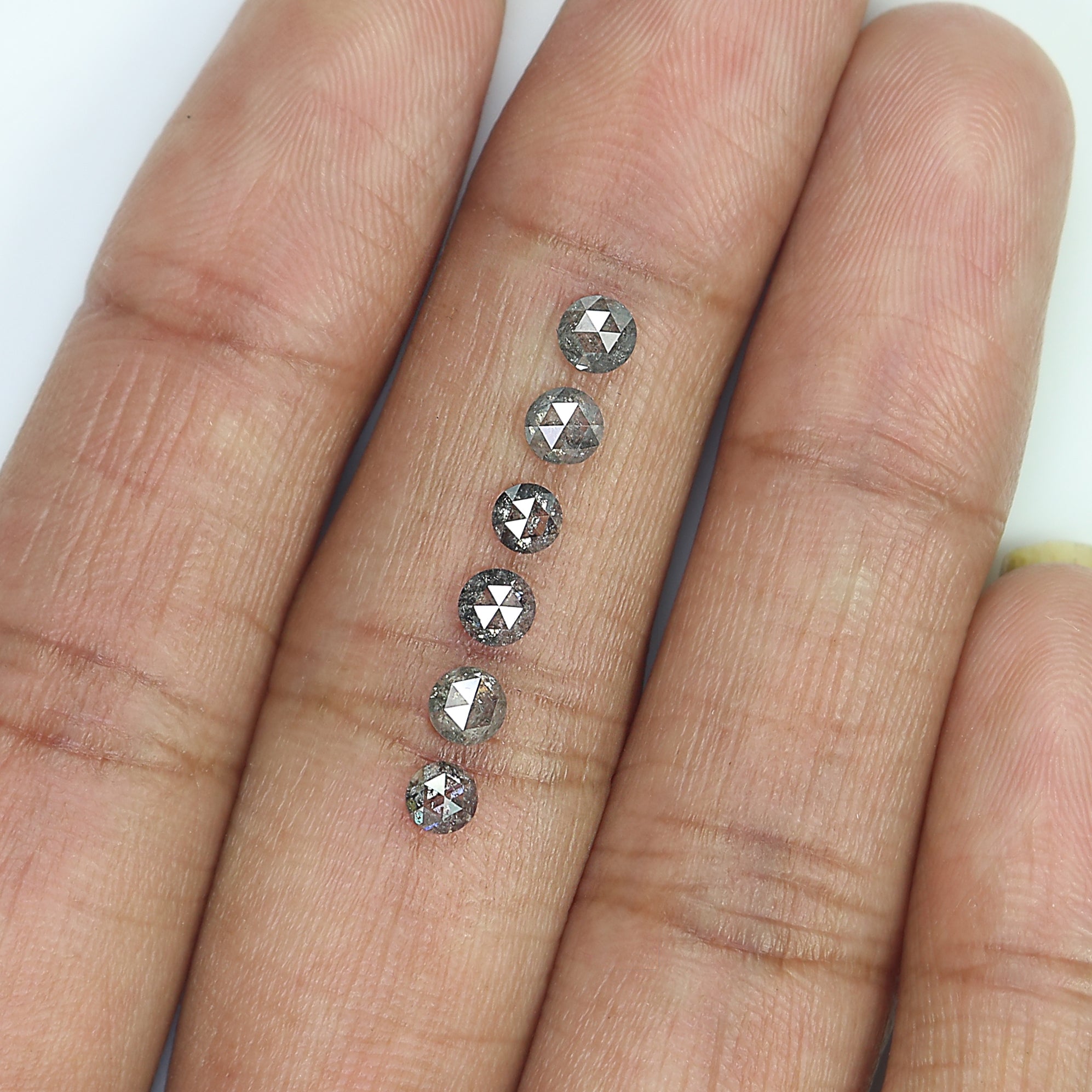 1.17 Ct Natural Loose Round Rose Cut Diamond Salt And Pepper Round Shape Diamond 3.25 MM Natural Black Grey Round Rose Cut Diamond LQ988