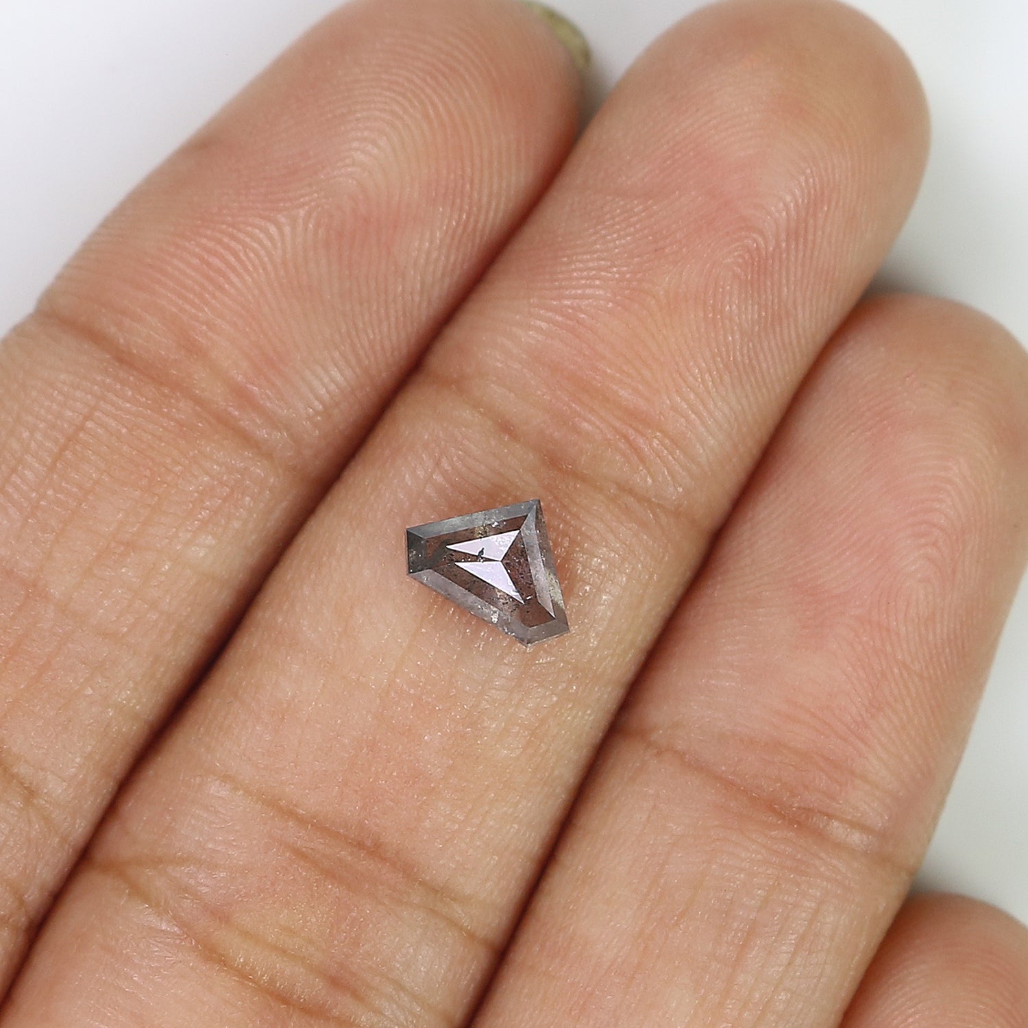 0.77 Ct Natural Loose Shield Shape Diamond Salt And Pepper Shield Cut Diamond 5.25 MM Black Gray Color Shield Shape Rose Cut Diamond QL441