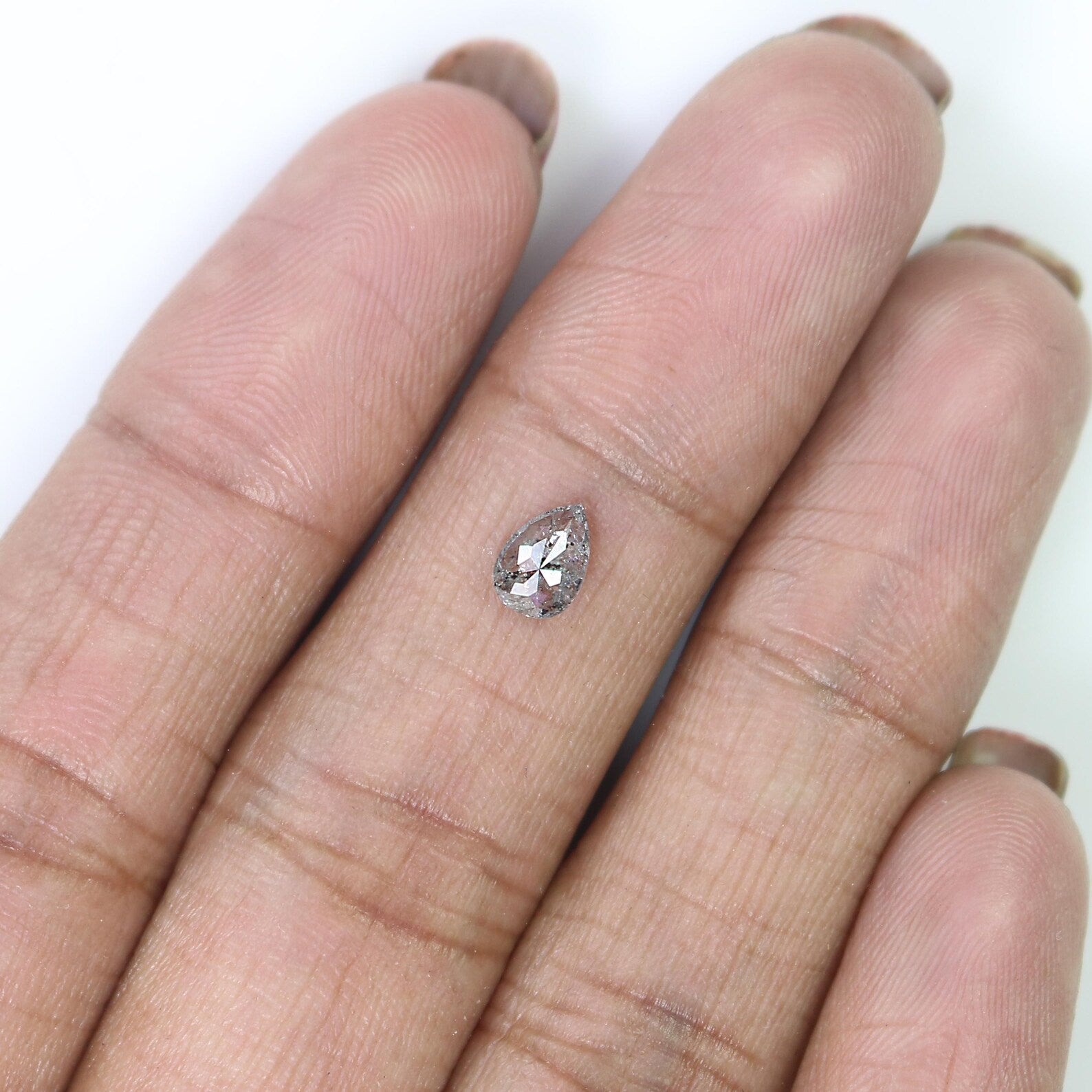 0.39 Ct Natural Loose Pear Shape Diamond Salt And Pepper Pear Cut Diamond 5.95 MM Natural Loose Black Grey Color Pear Rose Cut Diamond QN606