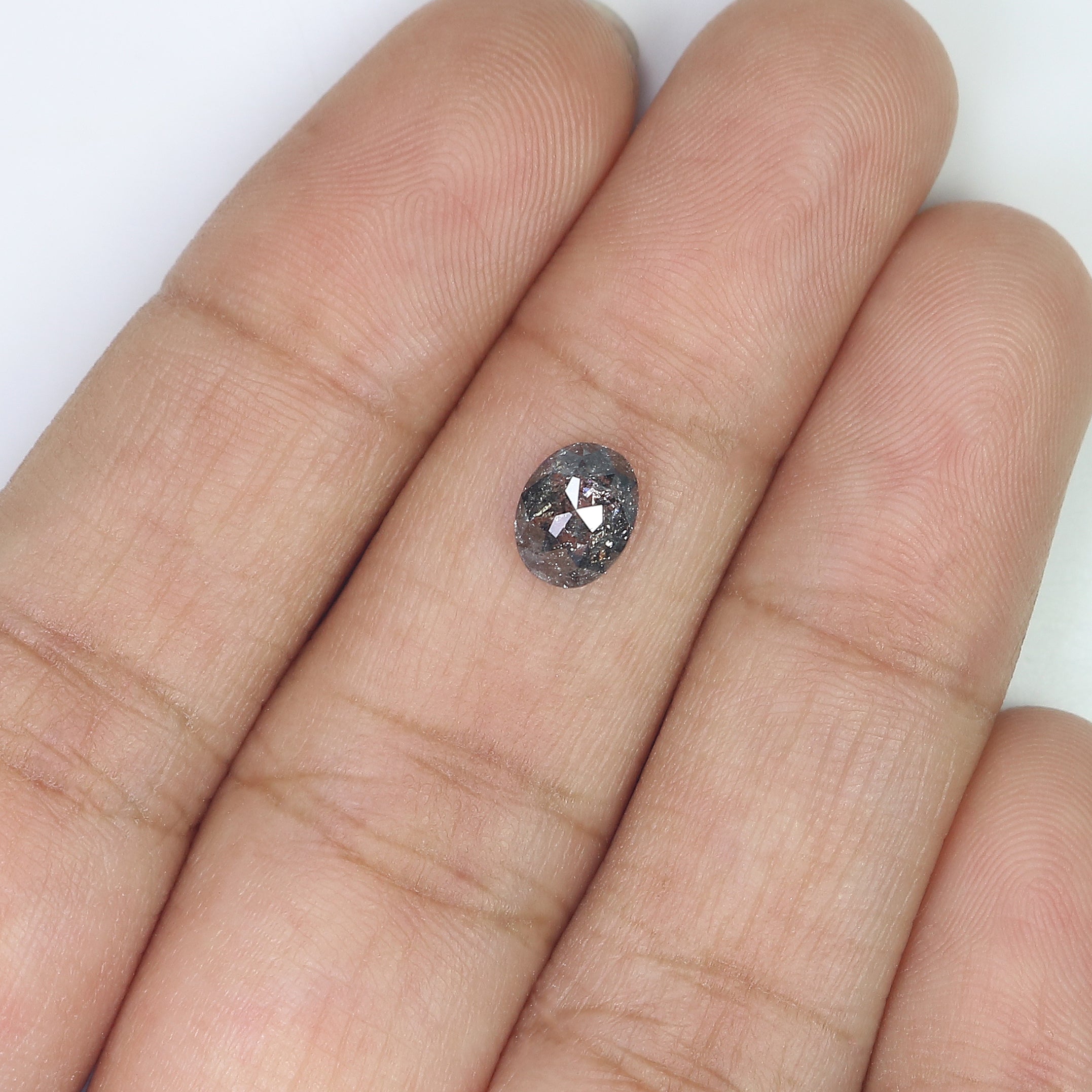 0.91 Ct Natural Loose Oval Shape Diamond Black Grey Color Diamond 6.60 MM Natural Loose Diamond Salt and Pepper Oval Shape Diamond QL665