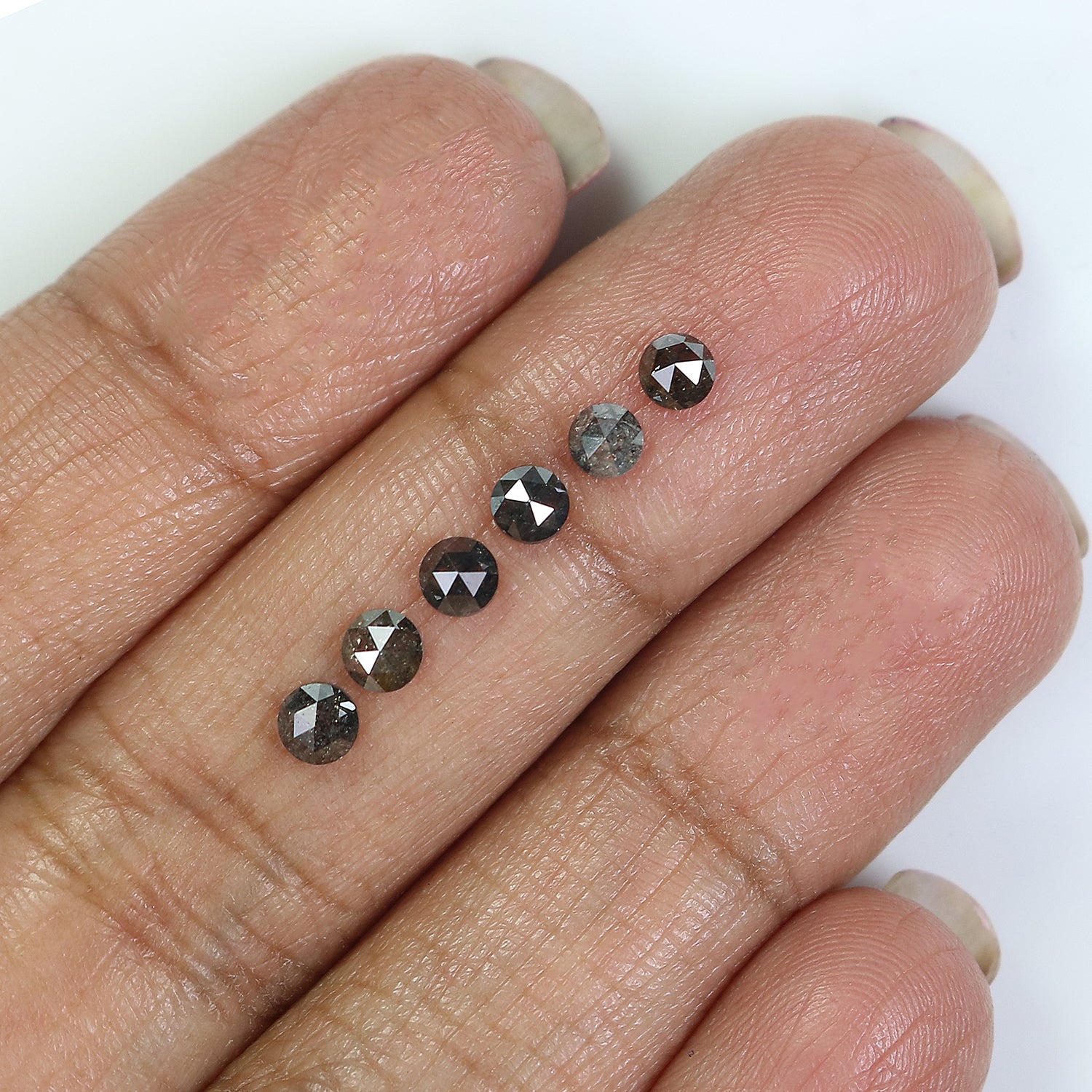 1.13 Ct Natural Loose Round Rose Cut Diamond Salt And Pepper Round Shape Diamond 3.15 MM Natural Black Grey Round Rose Cut Diamond KQ2557
