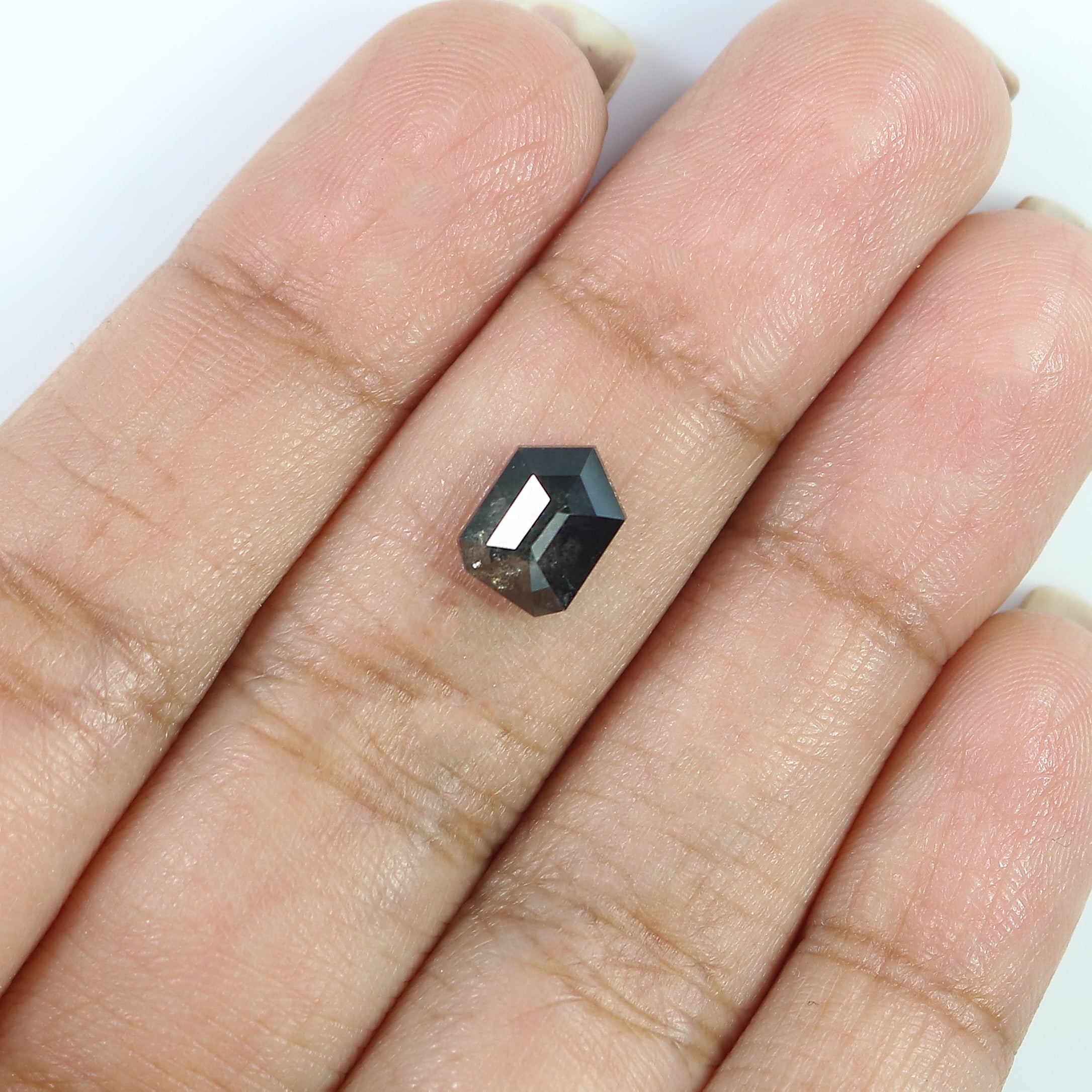 2.05 Ct Natural Loose Shield Shape Diamond Salt And Pepper Shield Cut Diamond 8.50 MM Black Gray Color Shield Shape Rose Cut Diamond QL8057